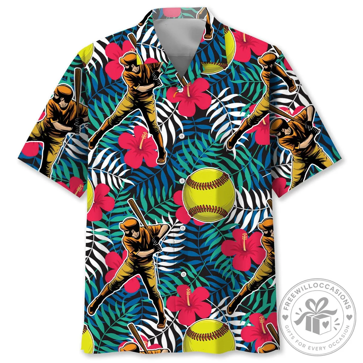 Softball Player Tropical Hawaiian Shirt