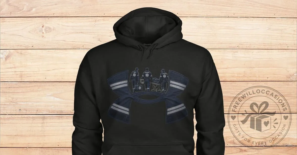 Black Hoodie with Under Armour Style Logo for Emergency Medical Technicians