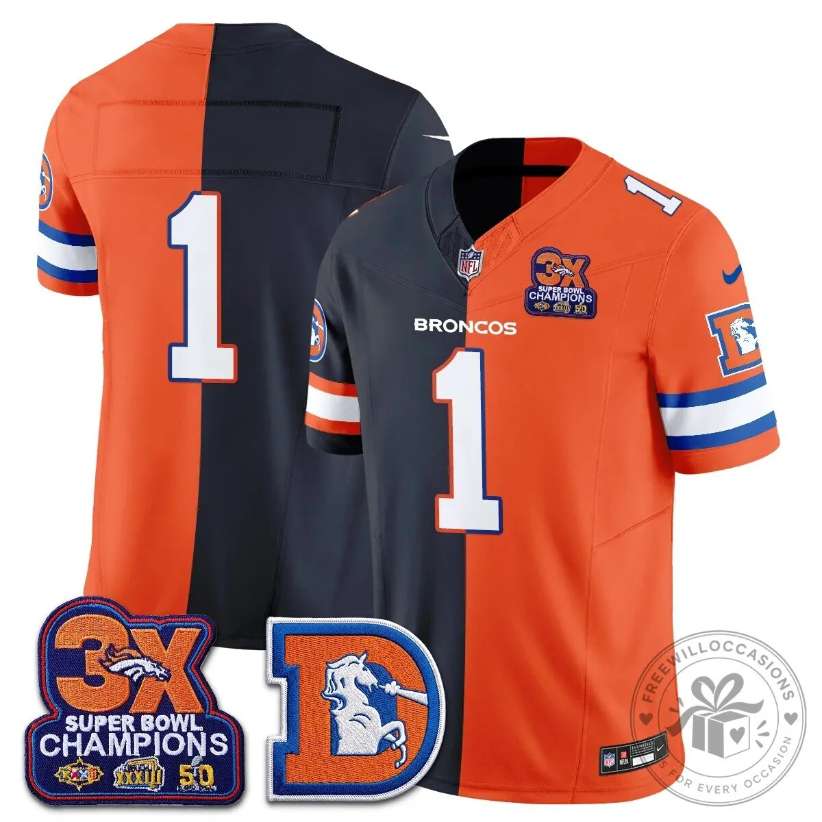 Denver Broncos Nix Number 10 Three Time Super Bowl Champions Football Jersey 56 Denver Broncos Nix Number 10 Three Time Super Bowl Champions Football Jersey