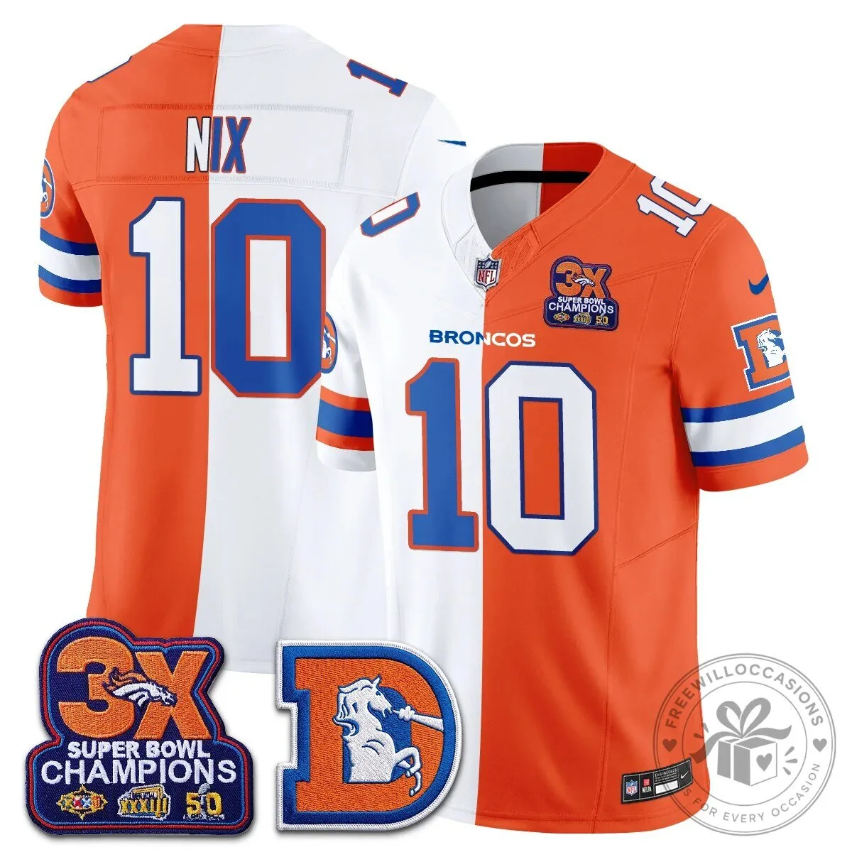 Denver Broncos Nix Number 10 Three Time Super Bowl Champions Football Jersey 57 Denver Broncos Nix Number 10 Three Time Super Bowl Champions Football Jersey