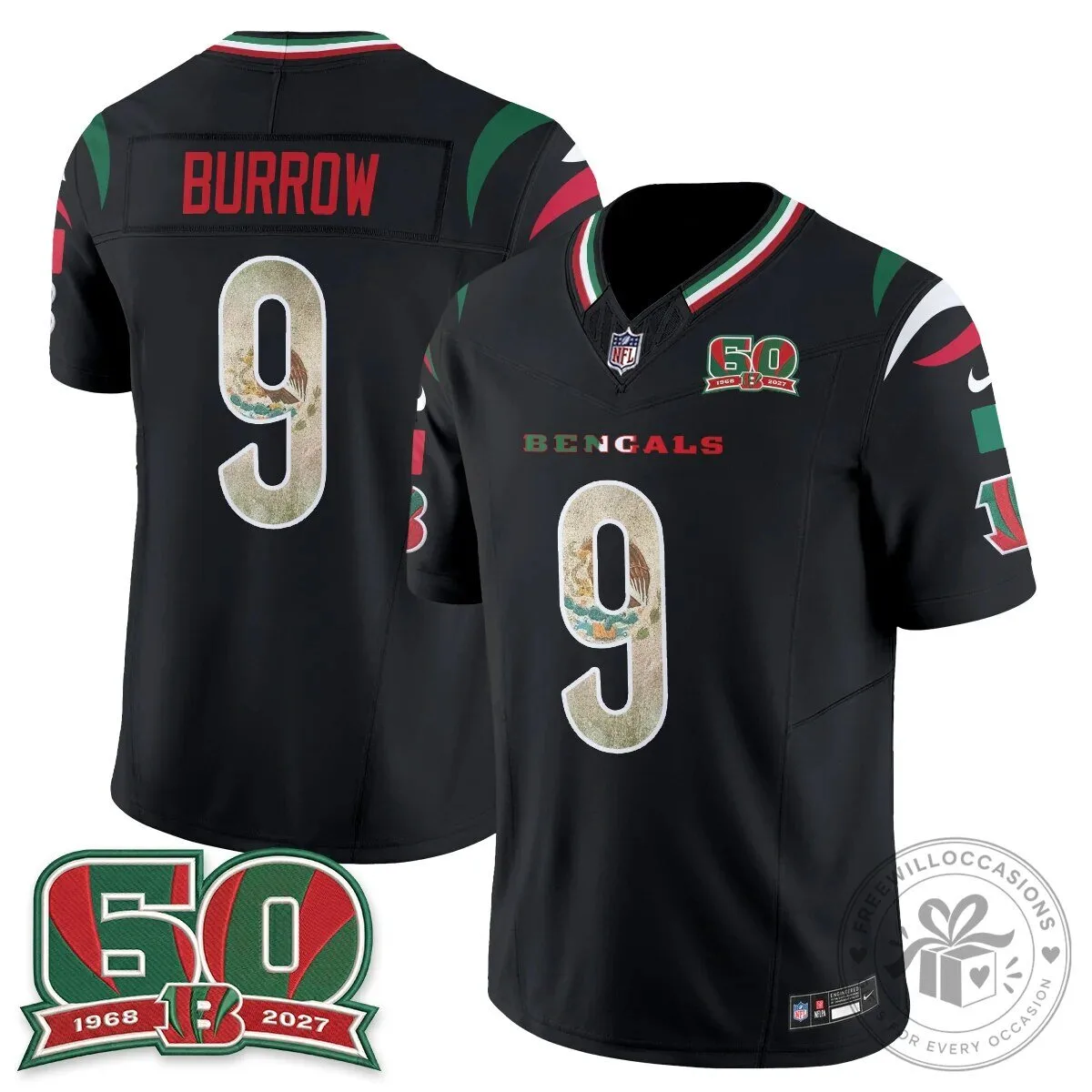 Joe Burrow Mexico Edition Football Jersey for Cincinnati Bengals Fans 2 Joe Burrow Mexico Edition Football Jersey for Cincinnati Bengals Fans