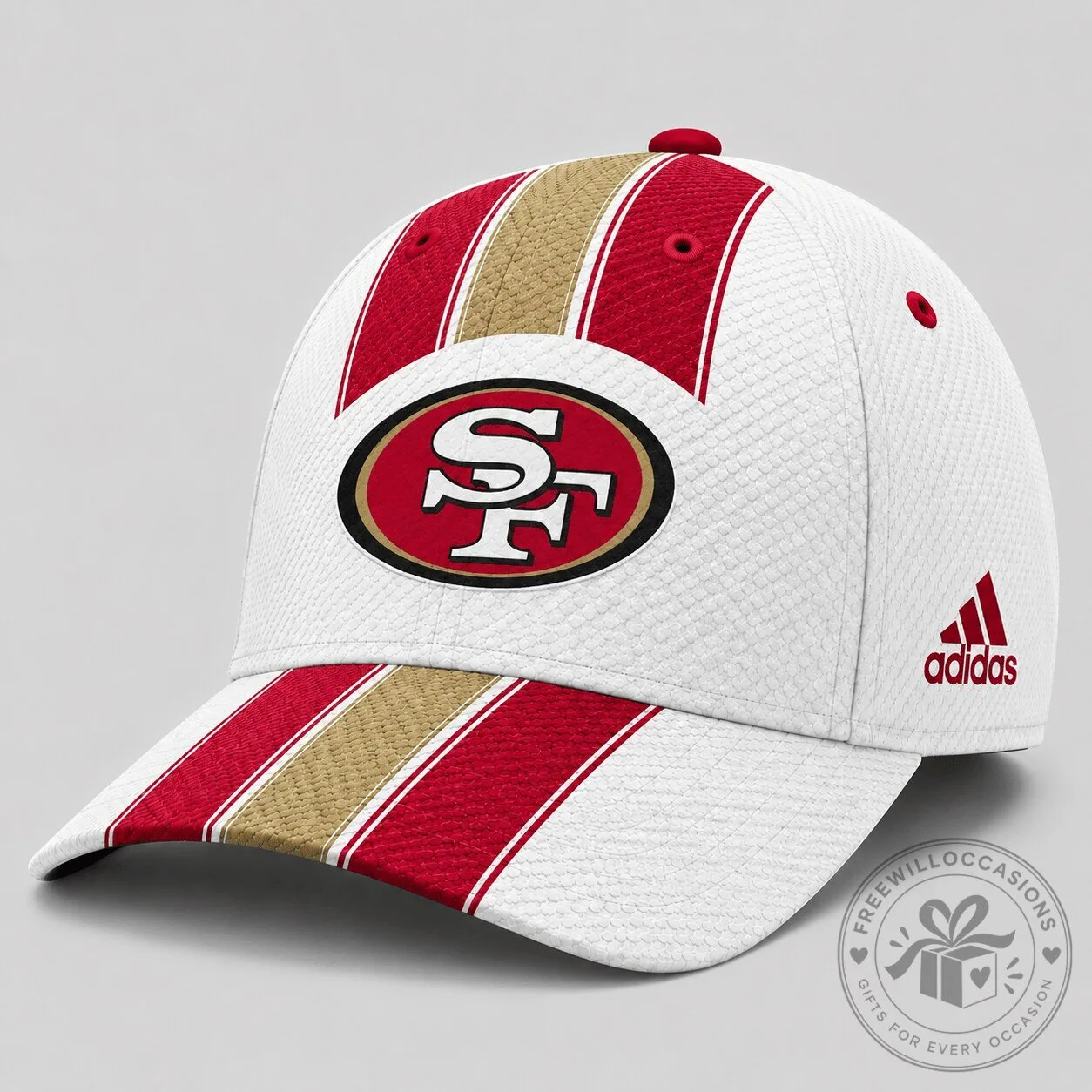 San Francisco 49ers NFL Football Triple Stripe White Cap Hat