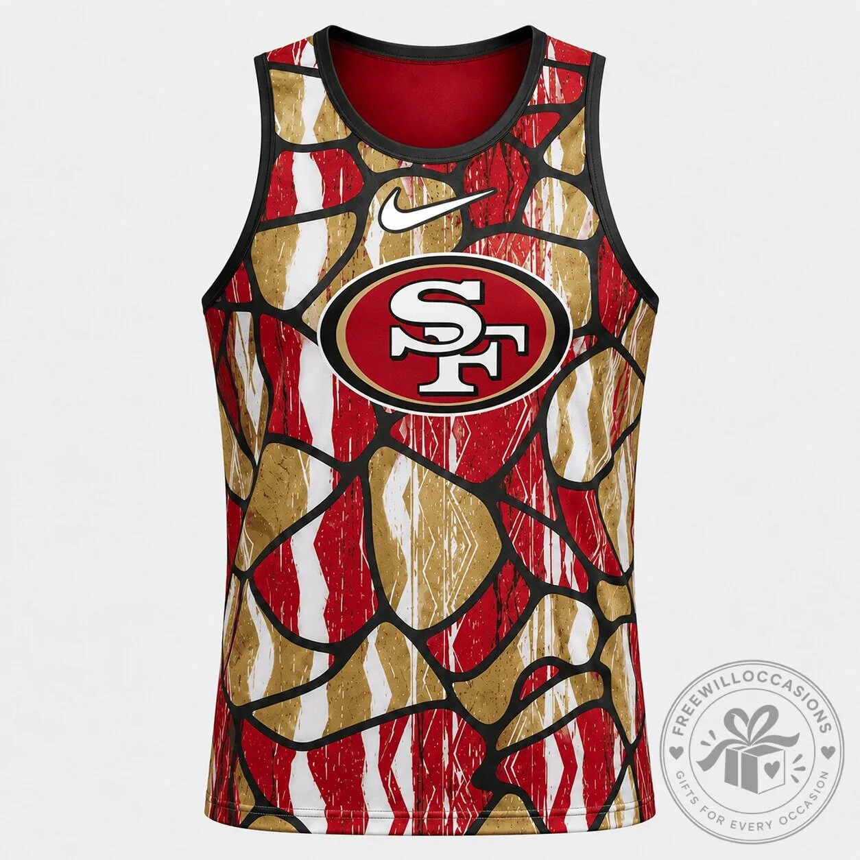 San Francisco 49ers Red and Gold Abstract Pattern Men's Tank Top