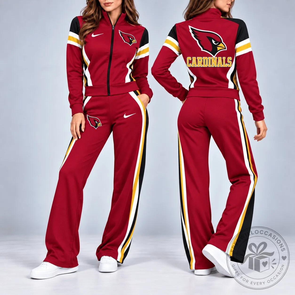 Arizona Cardinals Football Team Red and Black Tracksuit Jacket and Pants Set
