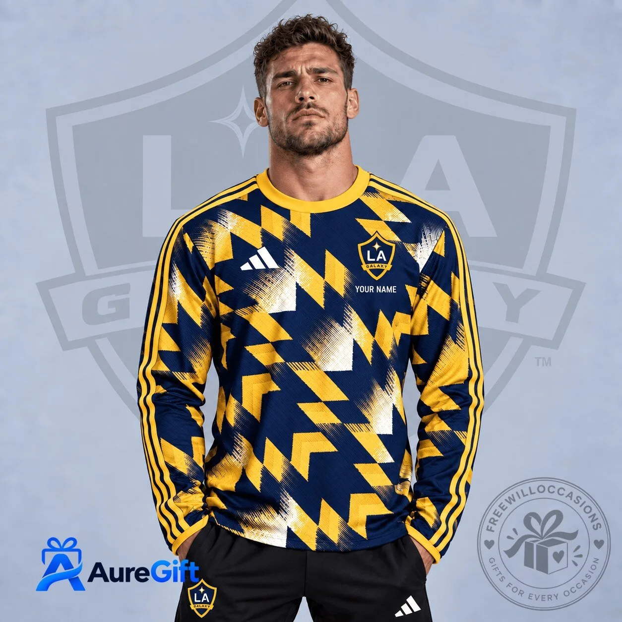 LA Galaxy Personalized Long Sleeve Soccer Jersey Adidas Style