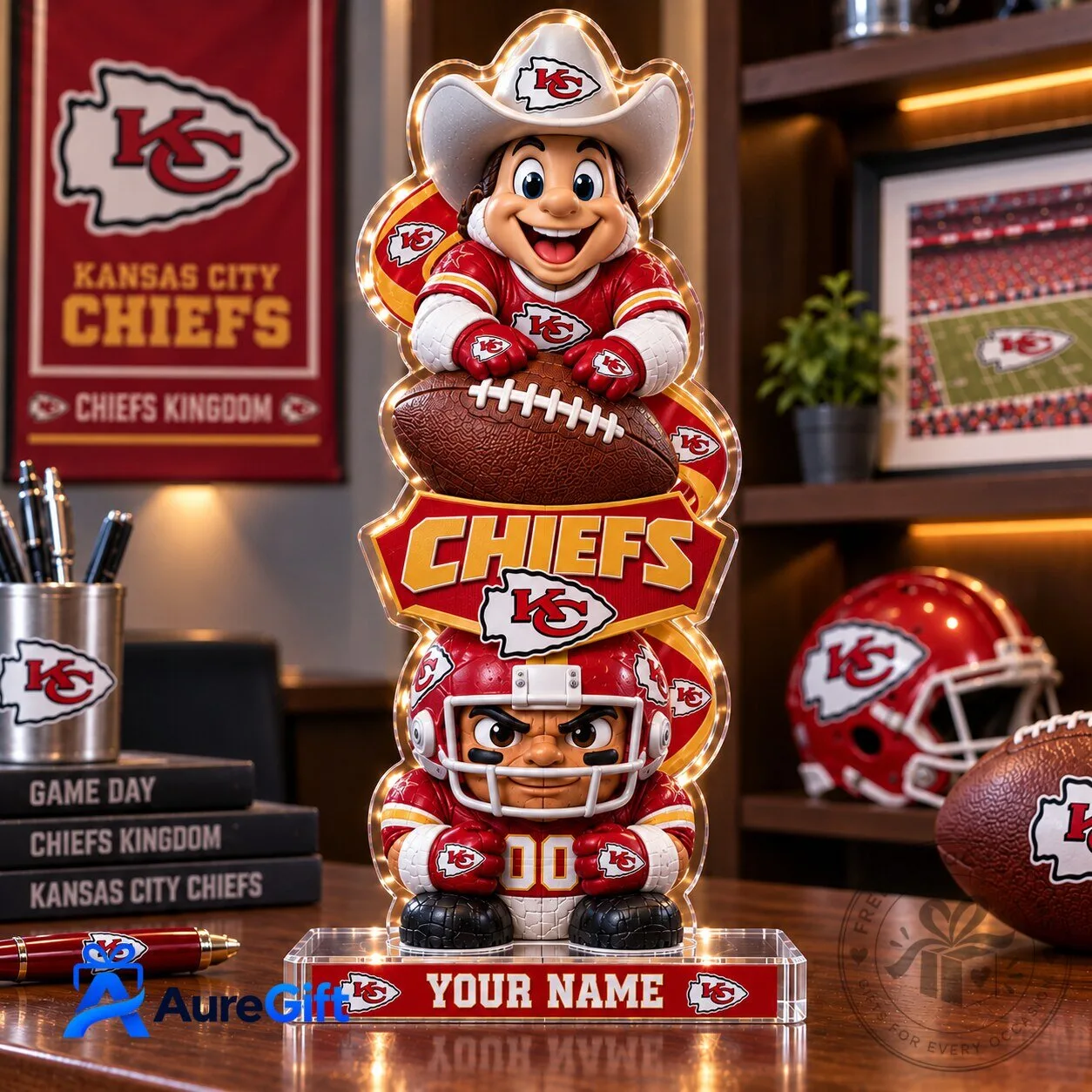 Kansas City Chiefs NFL Football Christmas Light Up Personalized Acrylic Block