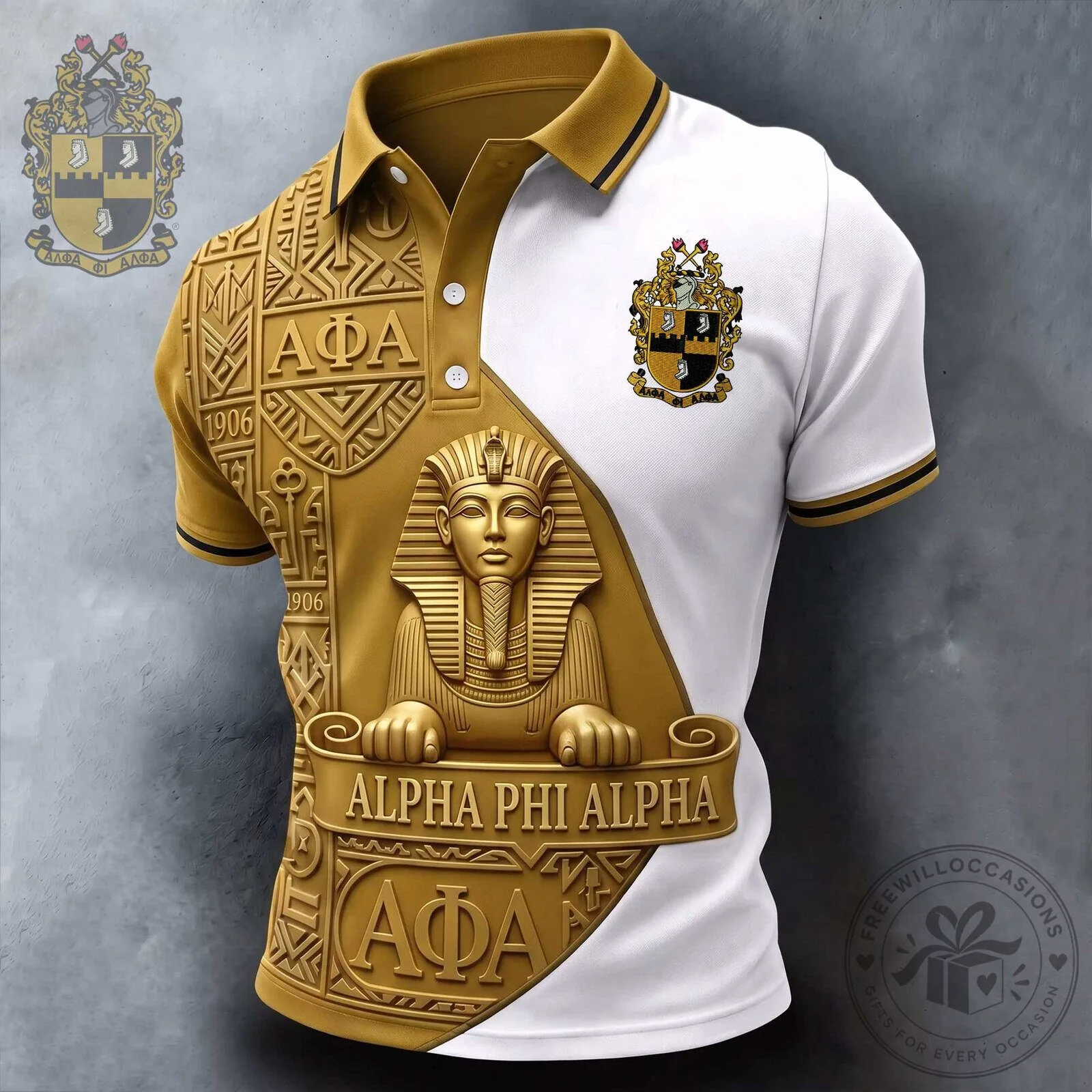 Alpha Phi Alpha Fraternity Gold Sphinx Emblem Polo Shirt 1 Alpha Phi Alpha Fraternity Gold Sphinx Emblem Polo Shirt