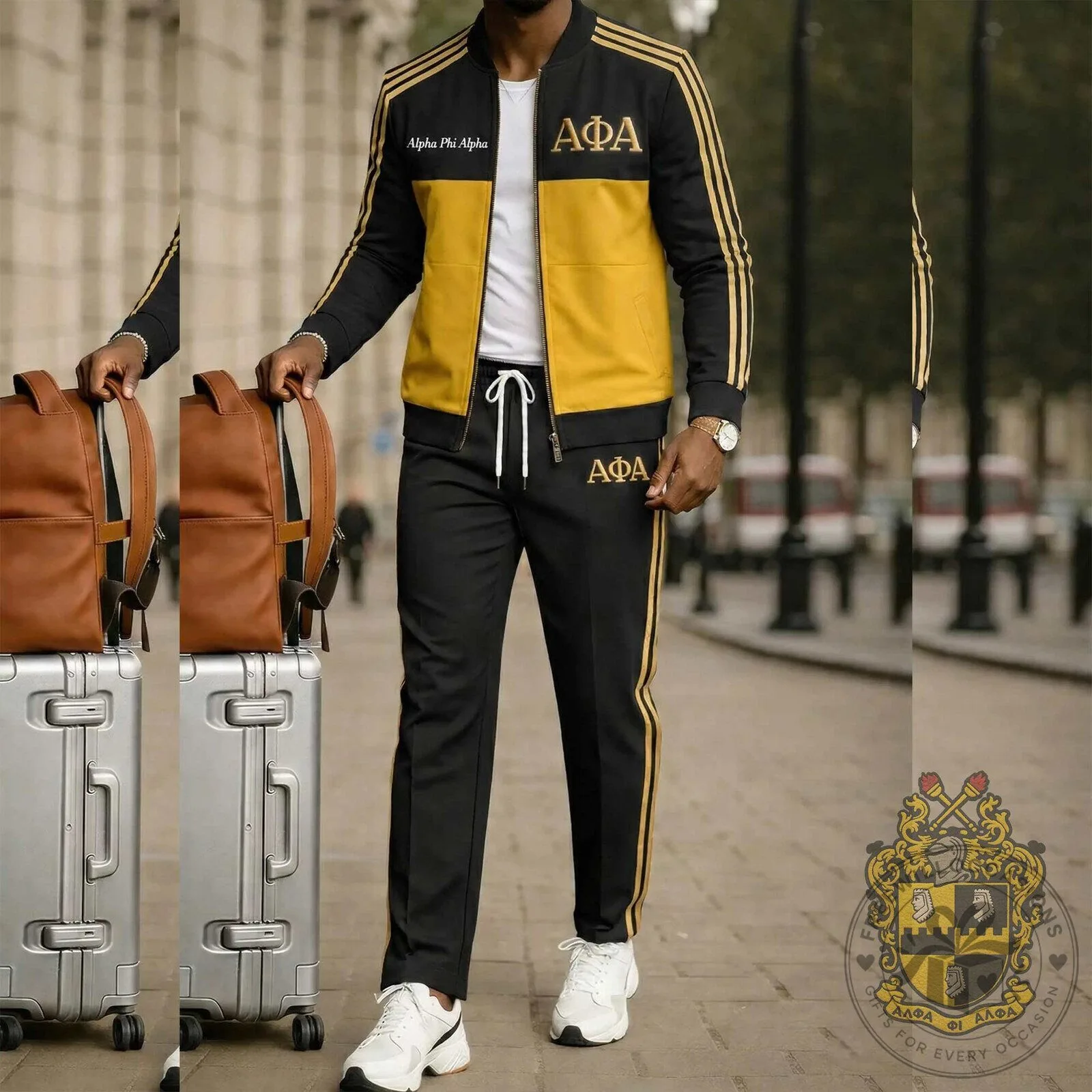 Alpha Phi Alpha Fraternity Black Gold Tracksuit Jacket