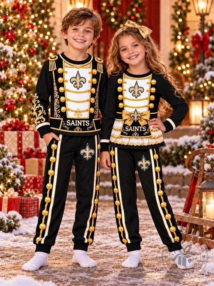New Orleans Saints Christmas Nutcracker Kids Pajamas Set