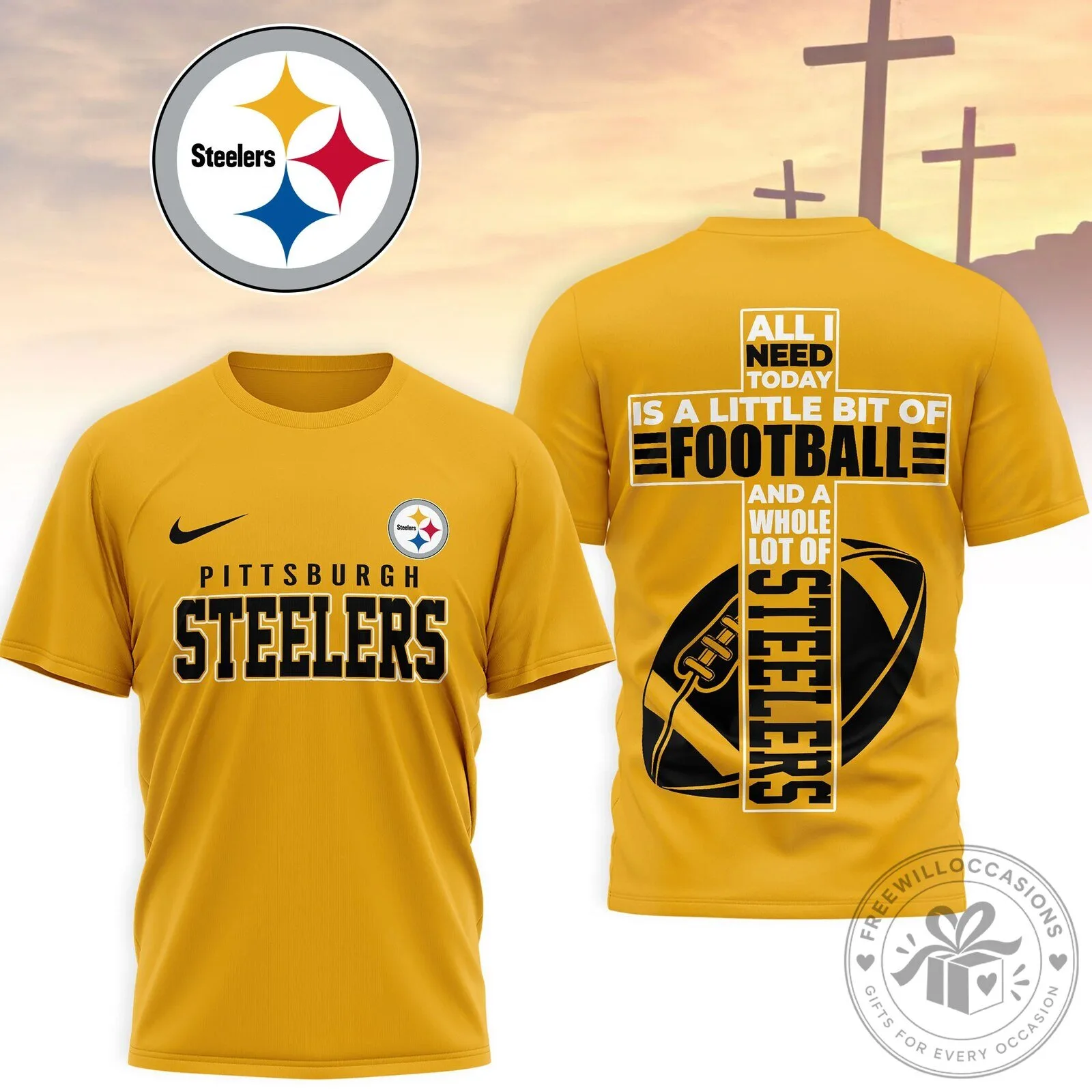 Pittsburgh Football Steelers Christian Cross Graphic T-Shirt