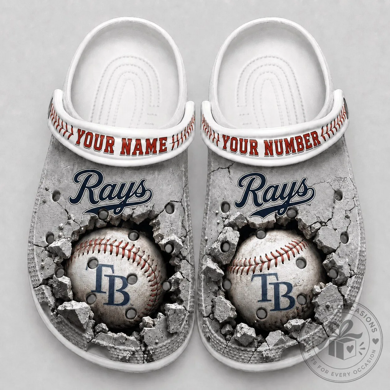 Tampa Bay Rays Baseball Team Cracked Concrete Design Shoes