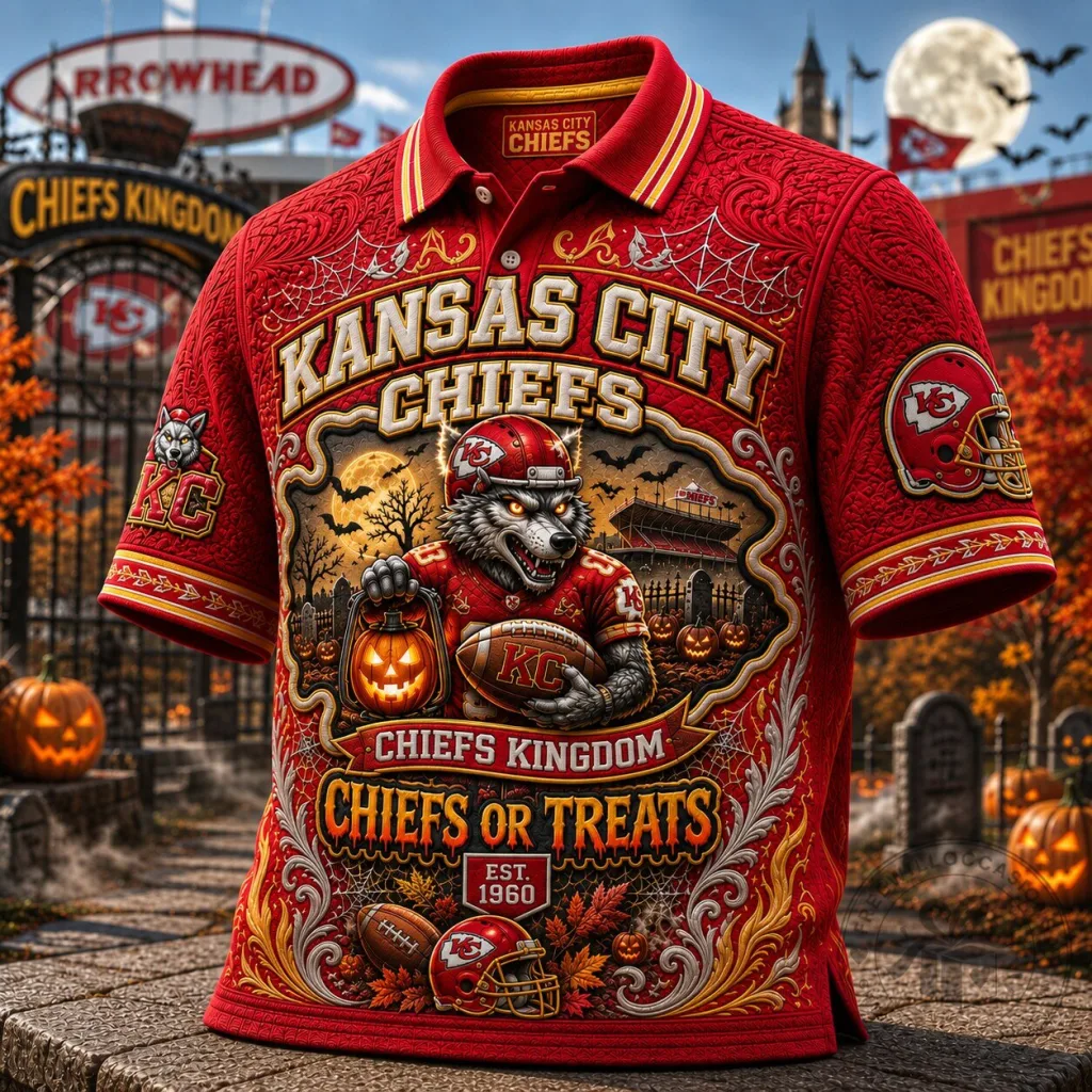 Kansas City Chiefs Halloween Werewolf Chiefs Or Treats Polo Shirt Kansas City Chiefs Halloween Werewolf Chiefs Or Treats Polo Shirt