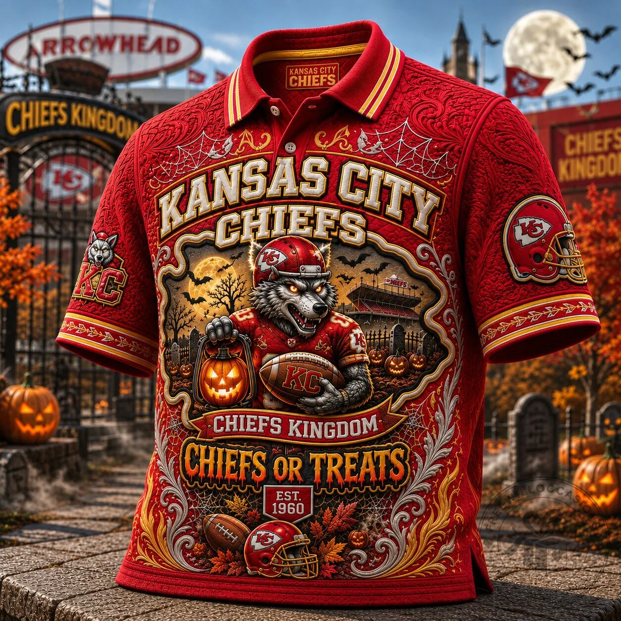 Kansas City Chiefs Halloween Werewolf Chiefs Or Treats Polo Shirt