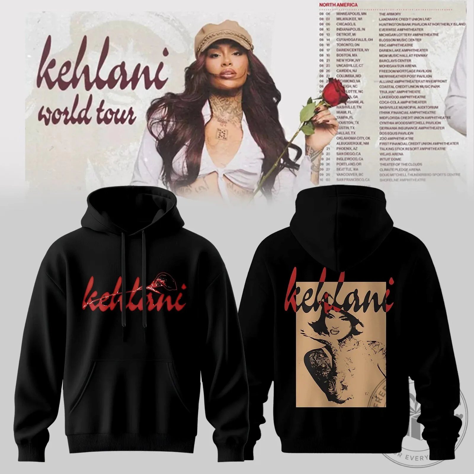 Kehlani World Tour 2026 Concert Dates Black Pullover Hoodie 2 Kehlani World Tour 2026 Concert Dates Black Pullover Hoodie