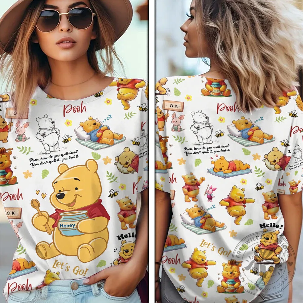 Winnie the Pooh Hundred Acre Wood Characters White Graphic T-Shirt 2 Winnie the Pooh Hundred Acre Wood Characters White Graphic T-Shirt