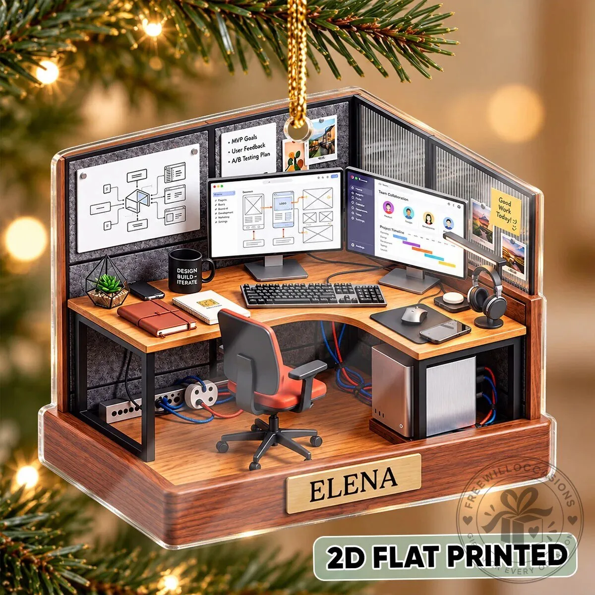 Personalized Office Cubicle Christmas Ornament for UX Designer 6 Personalized Office Cubicle Christmas Ornament for UX Designer