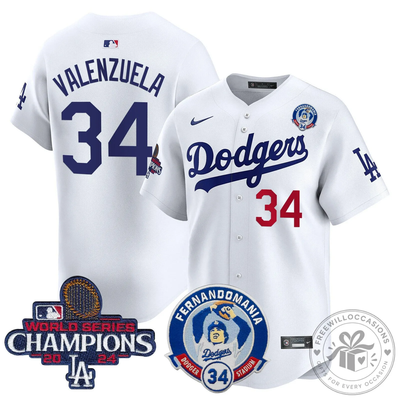 2024 World Series Champions Baseball Jersey for Los Angeles Dodgers - Fernando Valenzuela 3 2024 World Series Champions Baseball Jersey for Los Angeles Dodgers - Fernando Valenzuela