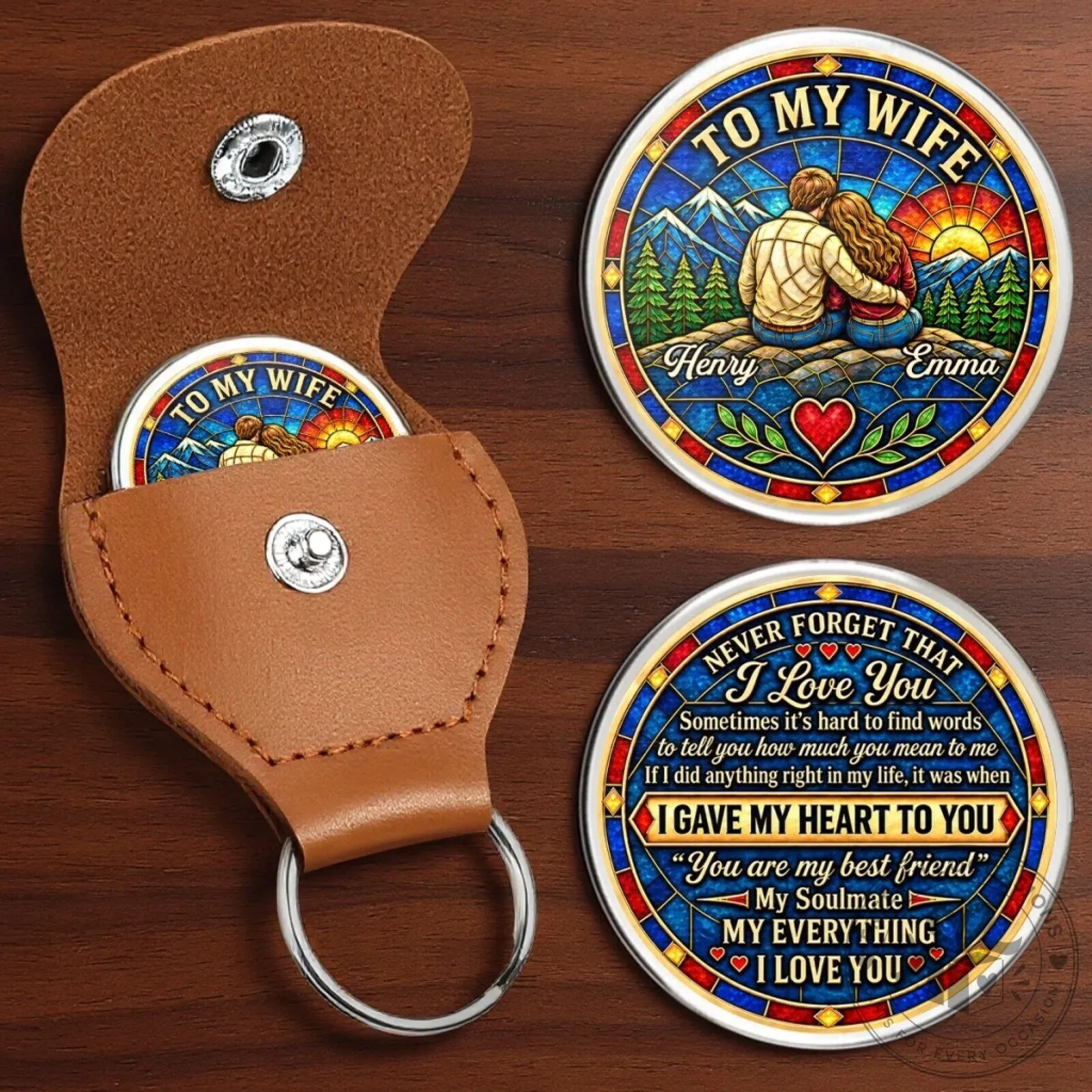 Personalized To My Wife Never Forget That I Love You Pocket Hug Coin with Keychain 2 Personalized To My Wife Never Forget That I Love You Pocket Hug Coin with Keychain
