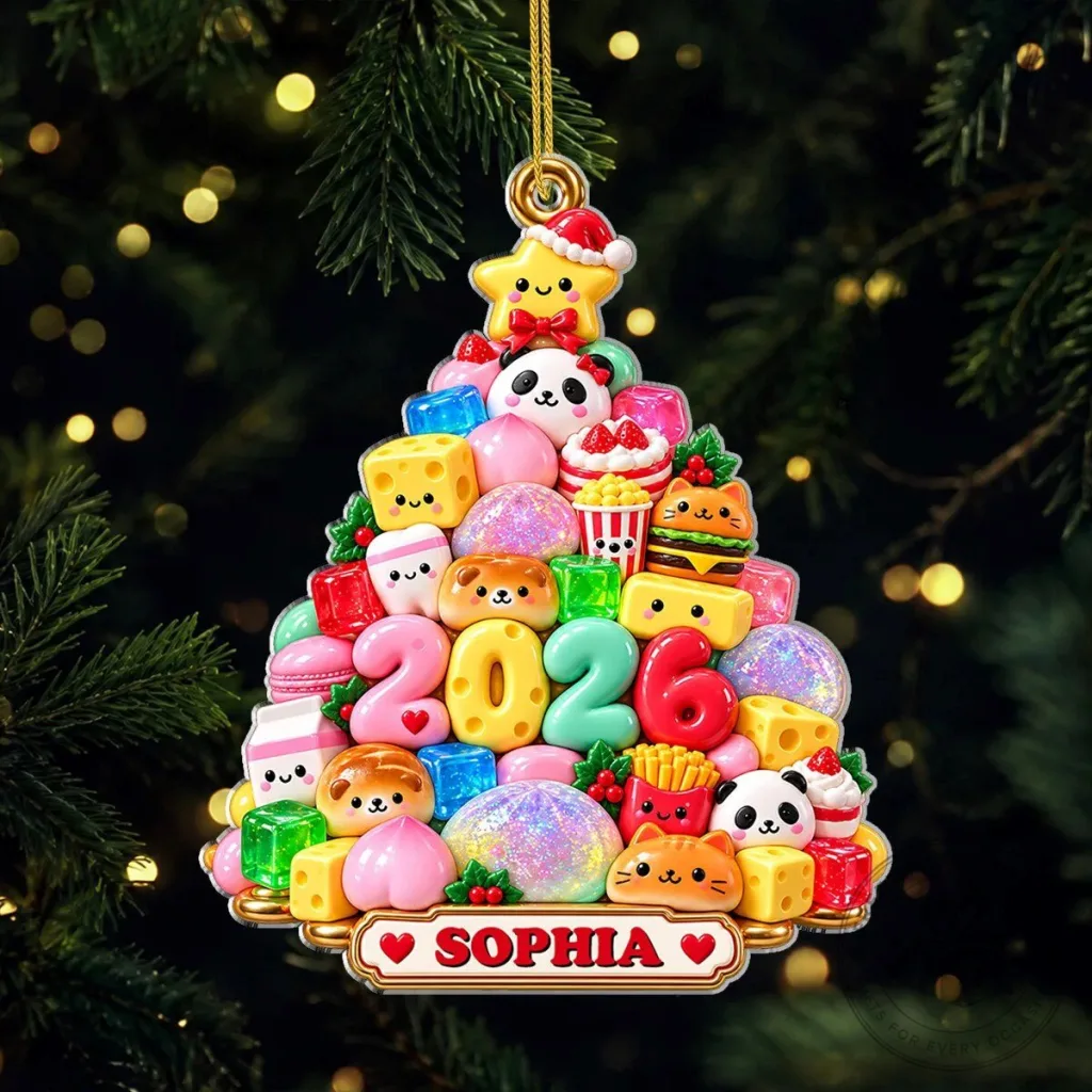 Personalized Sweet Treats Animal Tree Christmas Ornament with Name and Year Personalized Sweet Treats Animal Tree Christmas Ornament with Name and Year