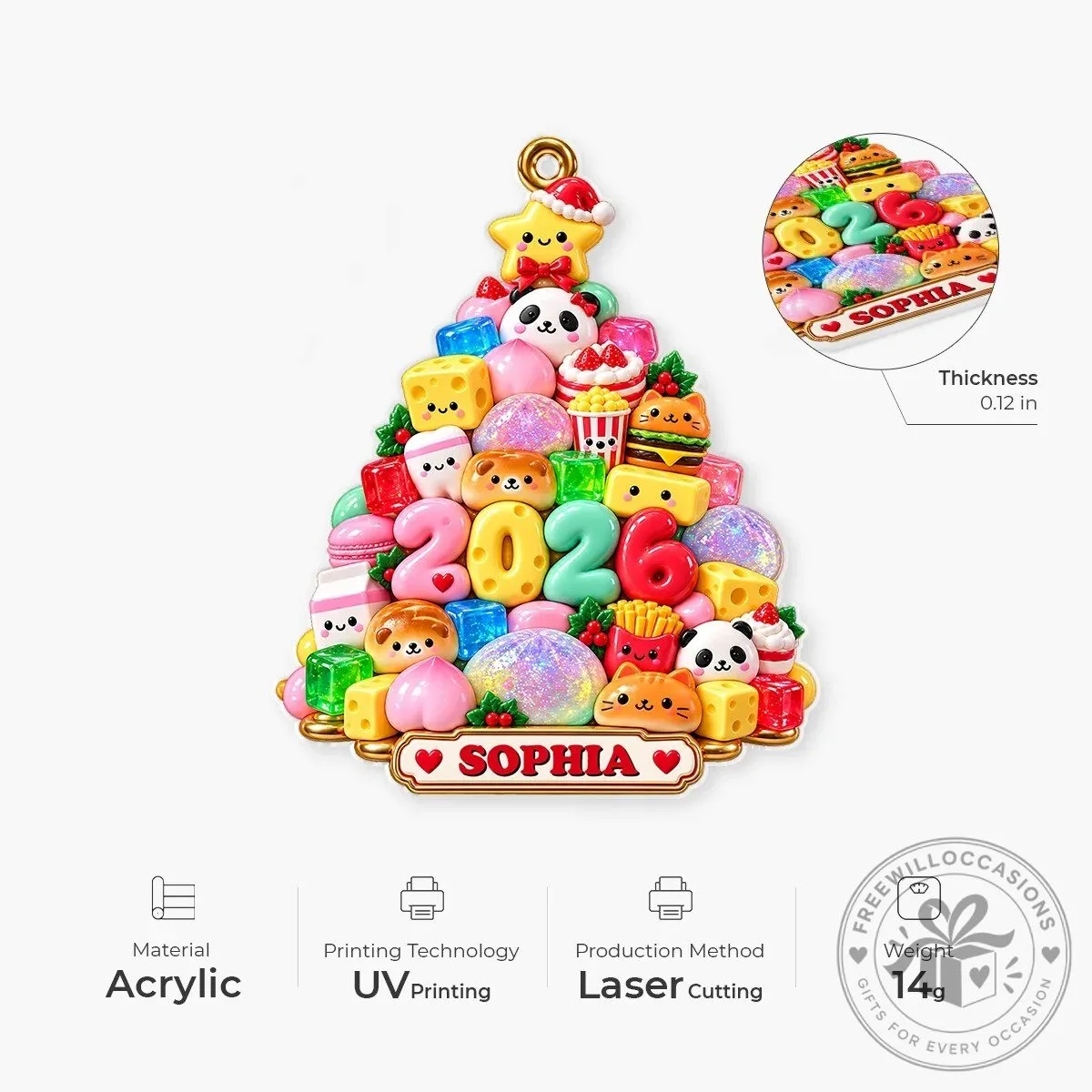 Personalized Sweet Treats Animal Tree Christmas Ornament with Name and Year 12 Personalized Sweet Treats Animal Tree Christmas Ornament with Name and Year