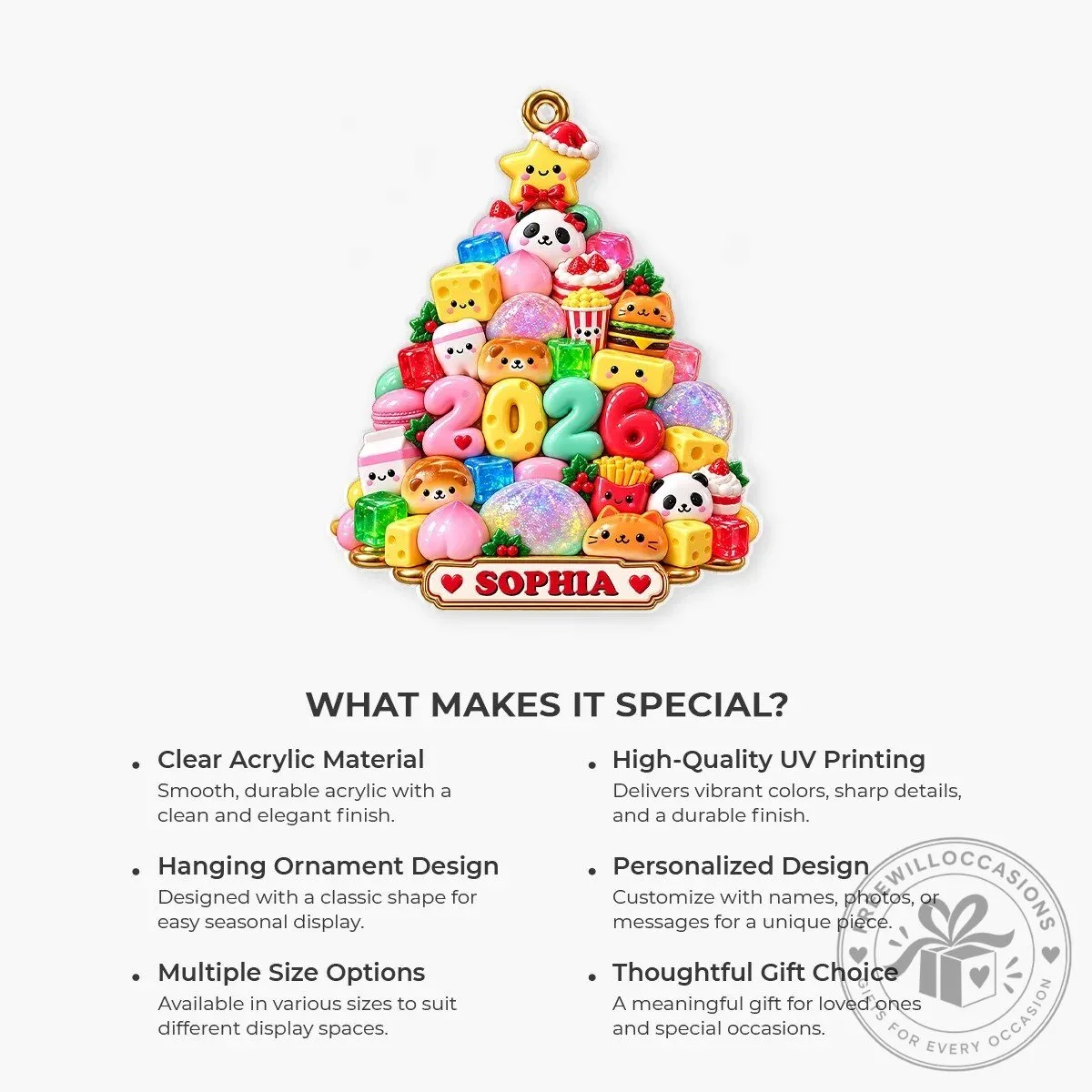 Personalized Sweet Treats Animal Tree Christmas Ornament with Name and Year 15 Personalized Sweet Treats Animal Tree Christmas Ornament with Name and Year