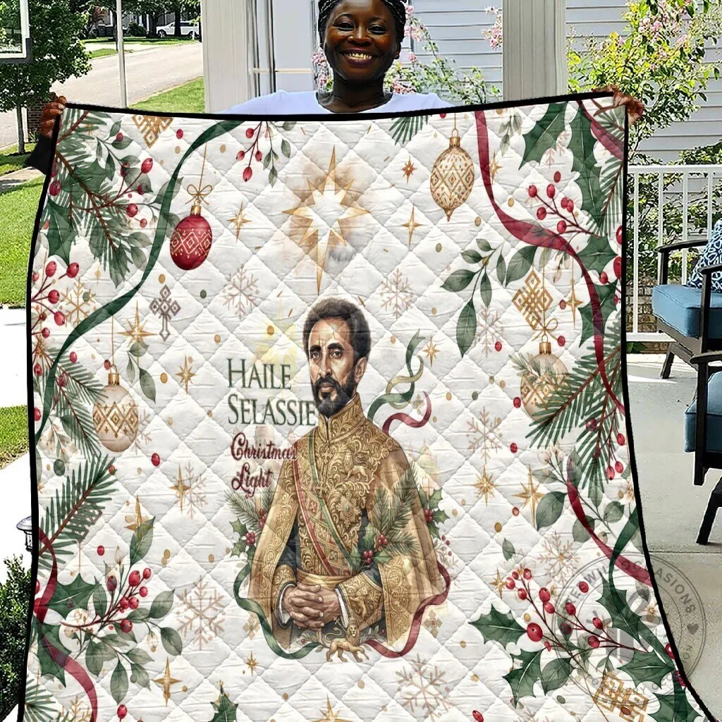 Haile Selassie Christmas Light Royal Ethiopian Orthodox Vintage Style Quilt