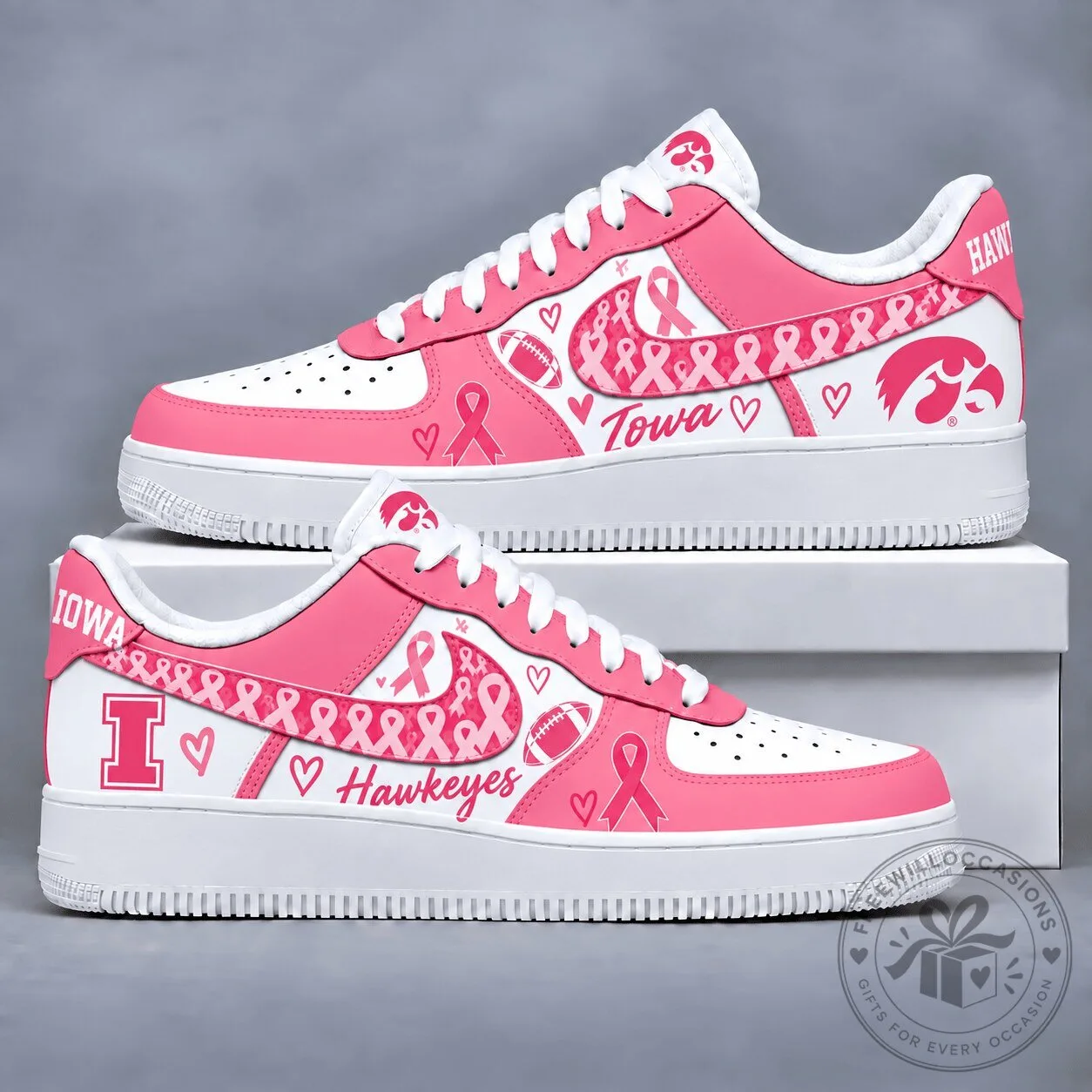 Iowa Hawkeyes Breast Cancer Awareness Pink Custom Sneakers Shoes