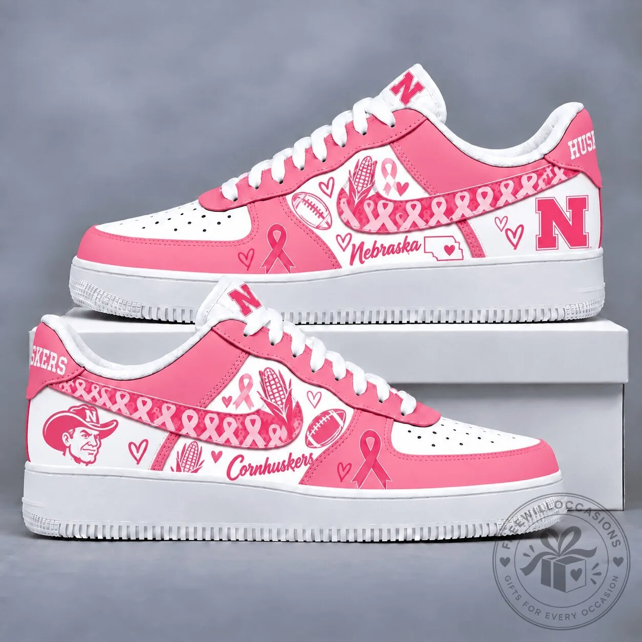 Nebraska Cornhuskers Breast Cancer Awareness Pink Custom Shoes