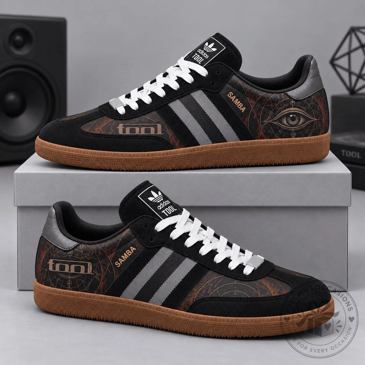 Tool Band Mystical Black Bronze Occult Geometry Watching Eye Adidas Samba Shoes