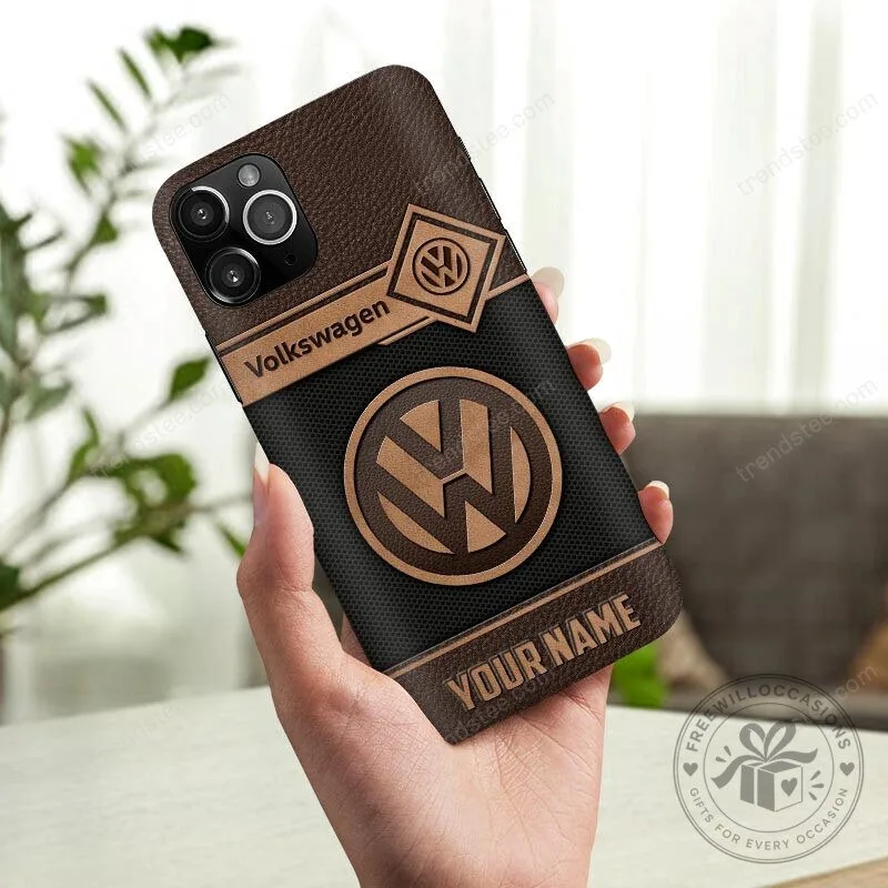 Volkswagen Custom Name Brown Leather Texture Phone Case 7 Volkswagen Custom Name Brown Leather Texture Phone Case