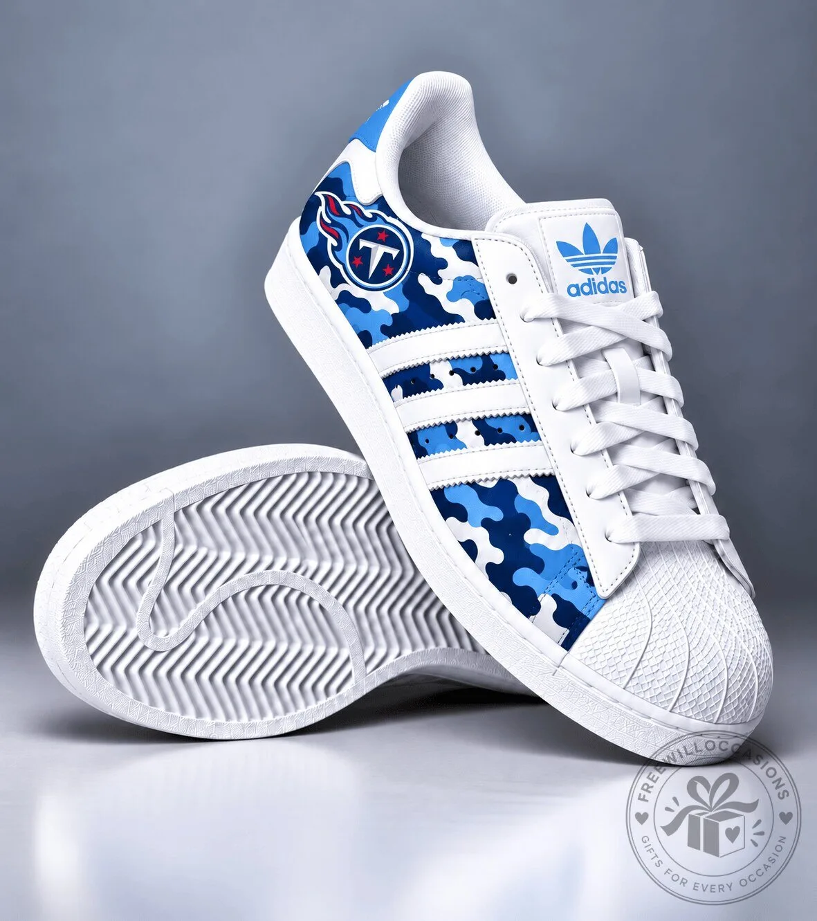 Tennessee Titans Blue Camouflage Pattern Adidas Superstar Shoes for Men