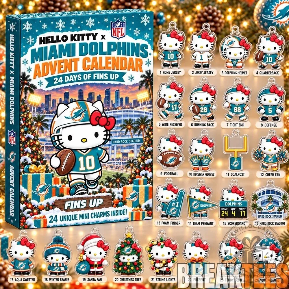 Hello Kitty Miami Dolphins 2026 Christmas Advent Calendar with 24 Charms