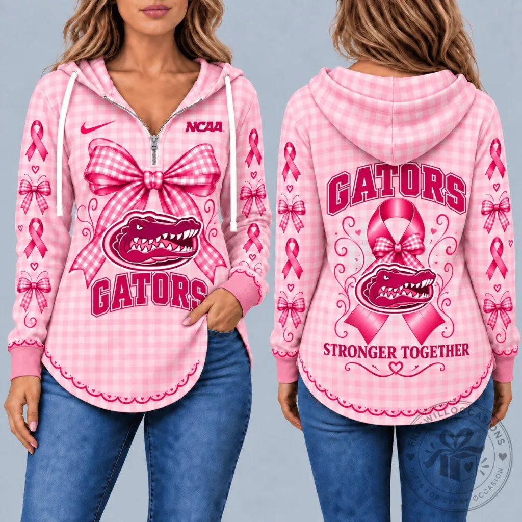 Florida Gators Breast Cancer Awareness Pink Gingham Pullover Hoodie Florida Gators Breast Cancer Awareness Pink Gingham Pullover Hoodie