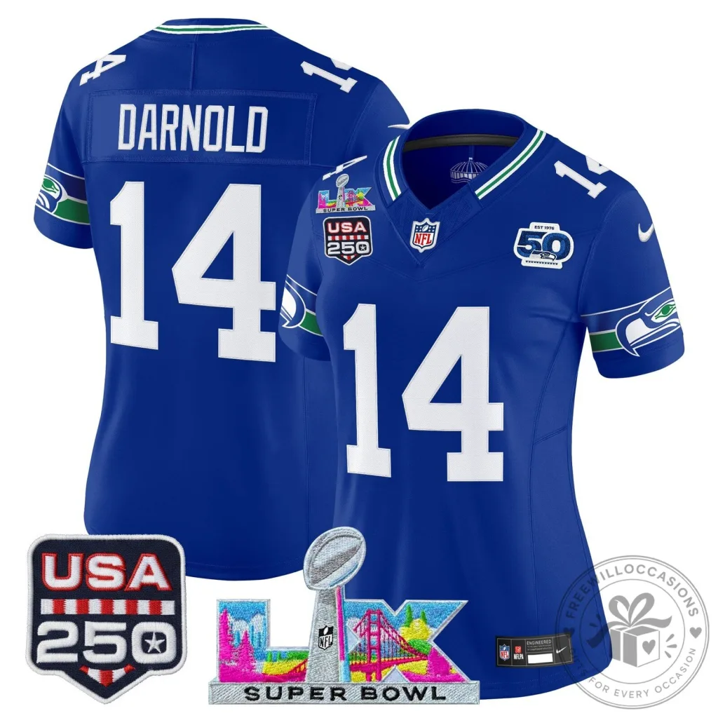 Super Bowl LX Seattle Seahawks Sam Darnold Women's Football Jersey Super Bowl LX Seattle Seahawks Sam Darnold Women's Football Jersey