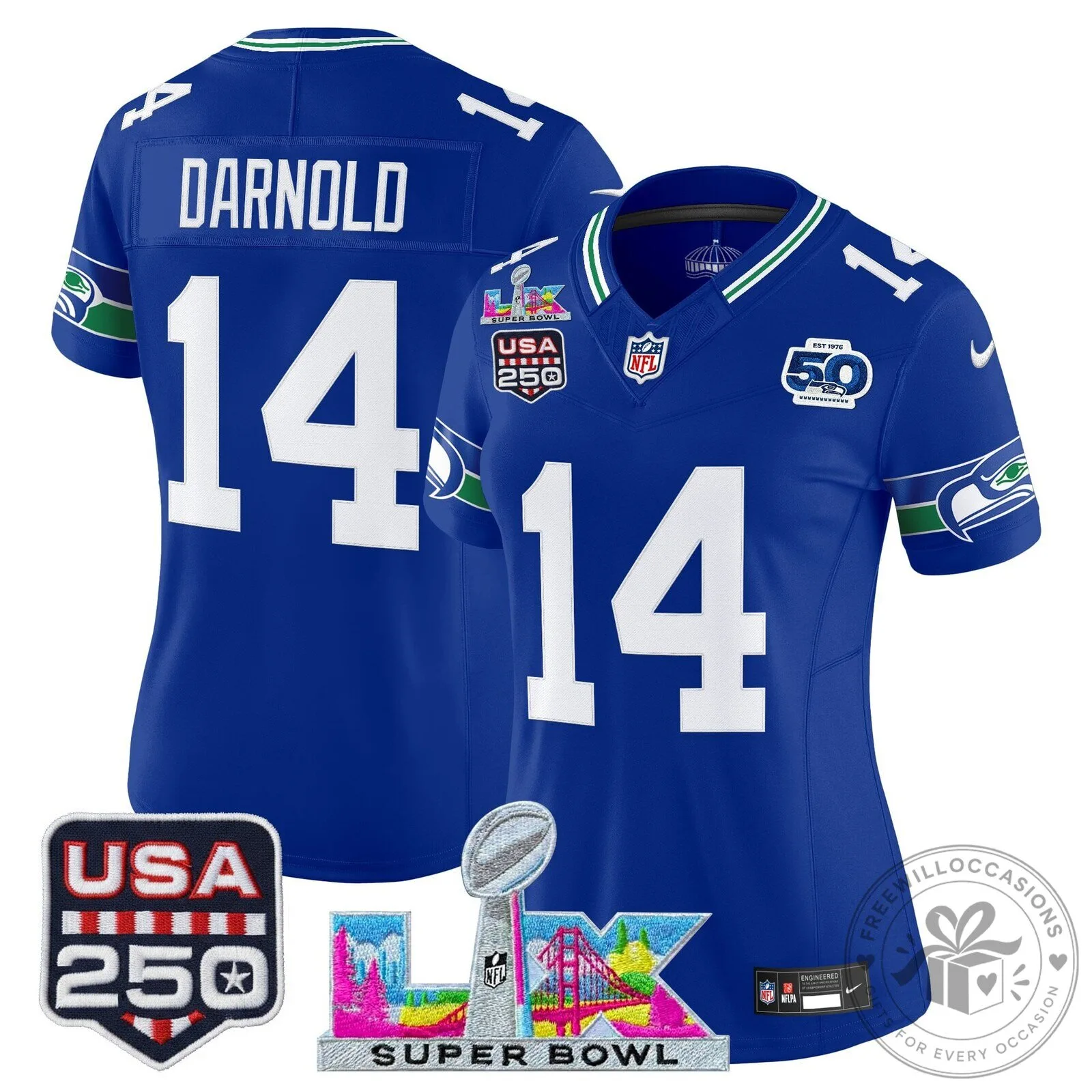 Super Bowl LX Seattle Seahawks Sam Darnold Women’s Football Jersey