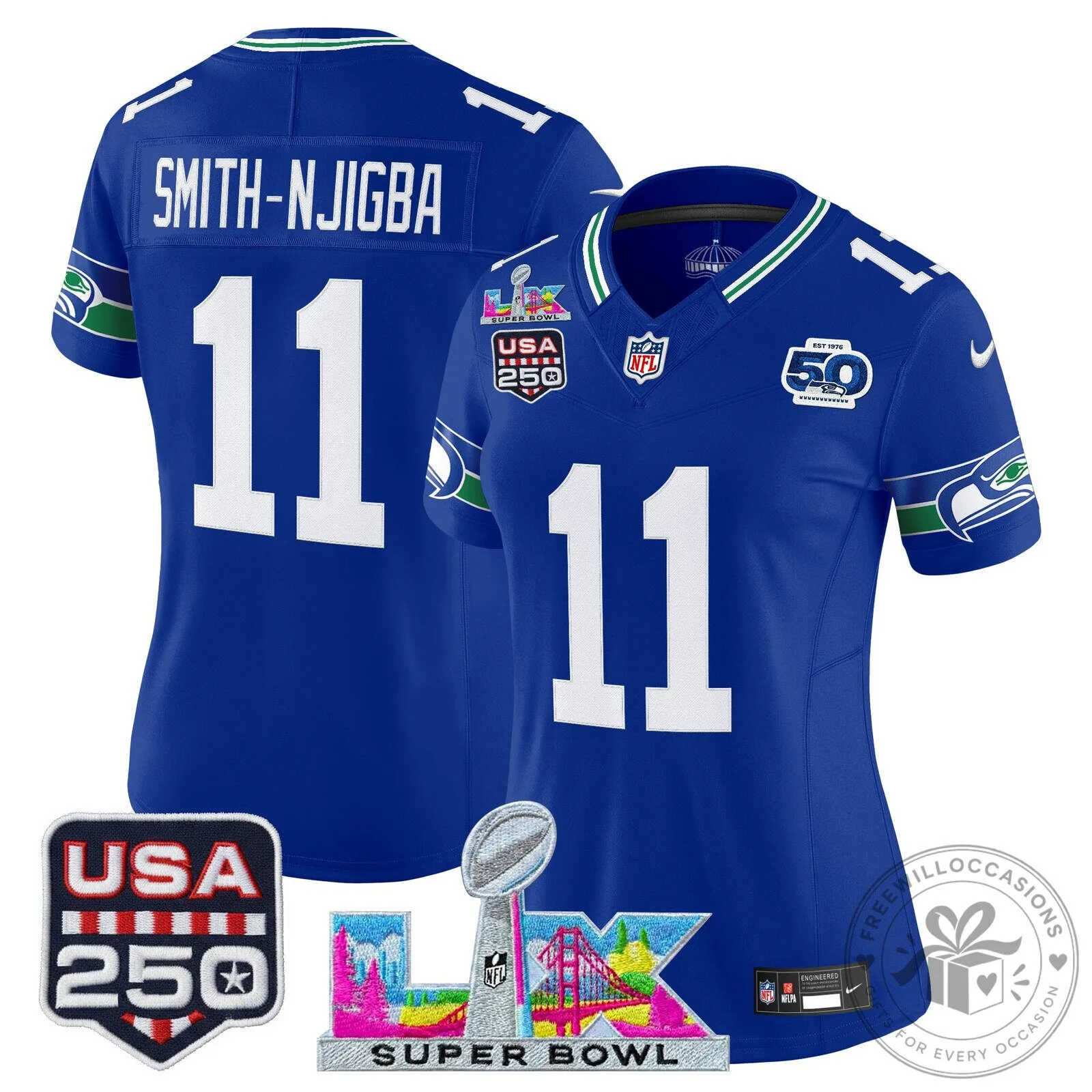 Super Bowl LX Seattle Seahawks Sam Darnold Women's Football Jersey 40 Super Bowl LX Seattle Seahawks Sam Darnold Women