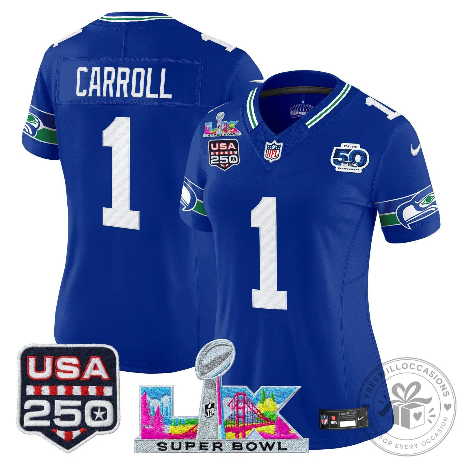Super Bowl LX Seattle Seahawks Sam Darnold Women's Football Jersey 41 Super Bowl LX Seattle Seahawks Sam Darnold Women