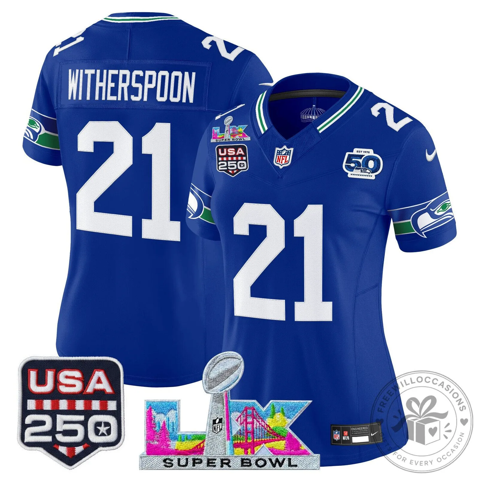 Super Bowl LX Seattle Seahawks Sam Darnold Women's Football Jersey 42 Super Bowl LX Seattle Seahawks Sam Darnold Women