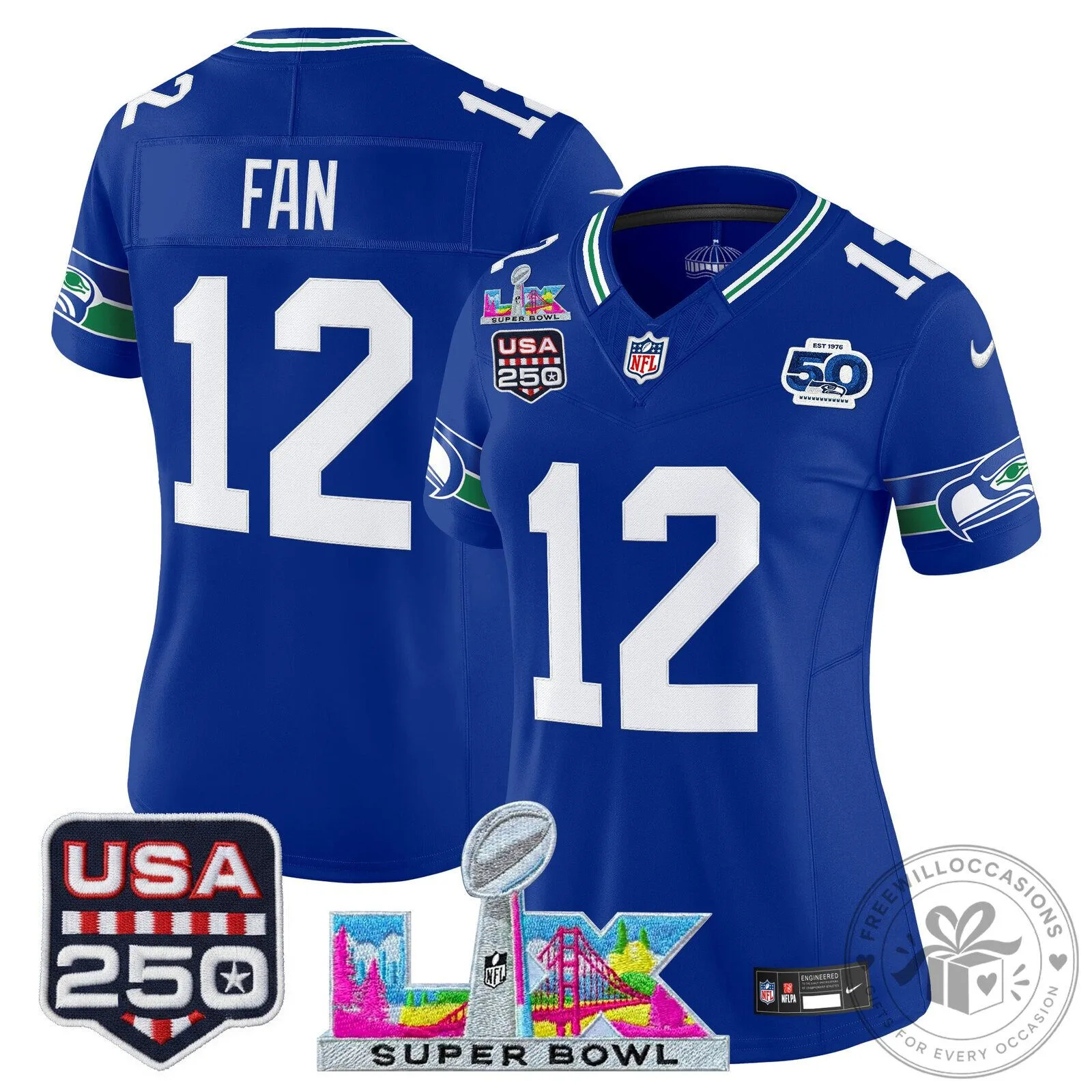 Super Bowl LX Seattle Seahawks Sam Darnold Women's Football Jersey 45 Super Bowl LX Seattle Seahawks Sam Darnold Women