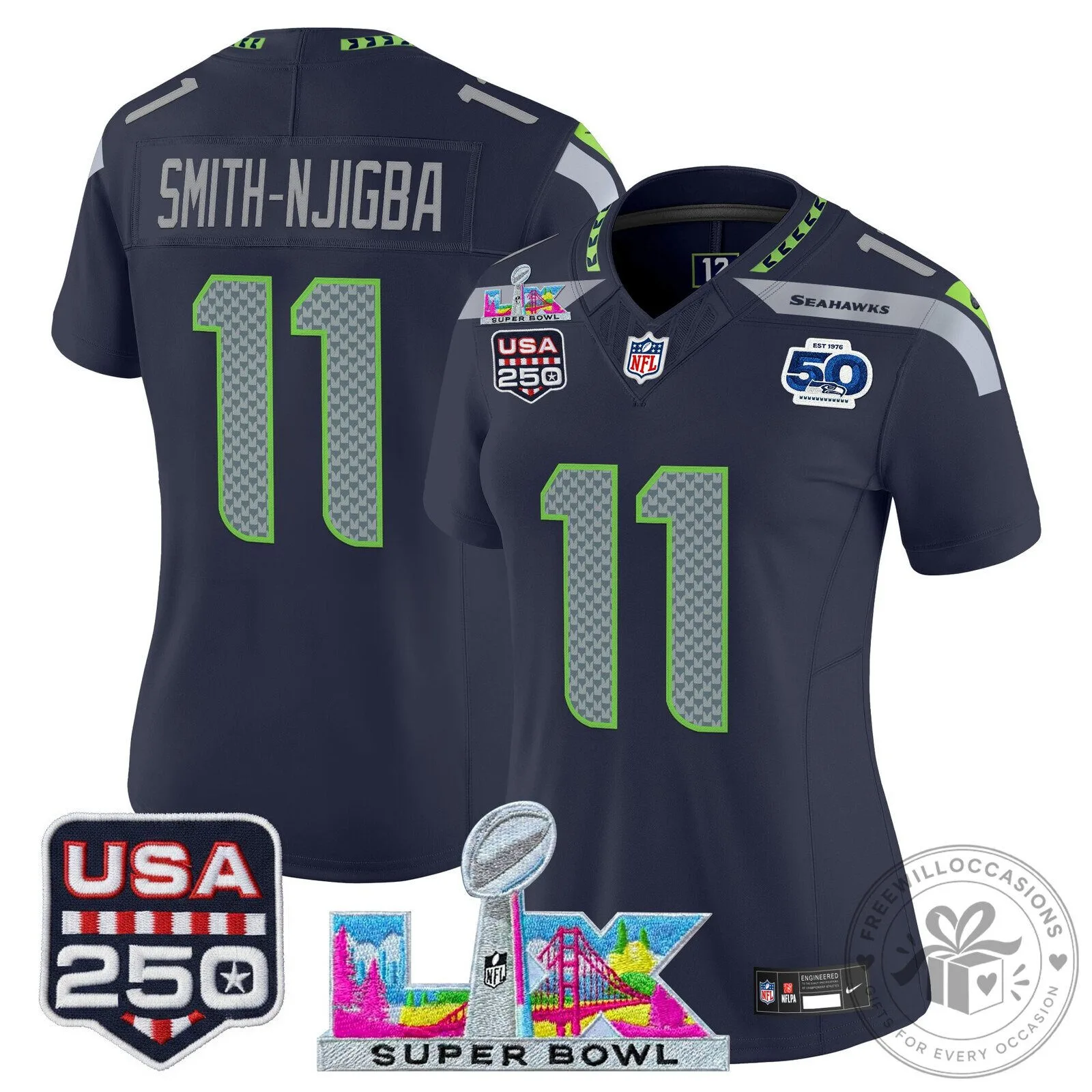 Super Bowl LX Seattle Seahawks Sam Darnold Women's Football Jersey 47 Super Bowl LX Seattle Seahawks Sam Darnold Women