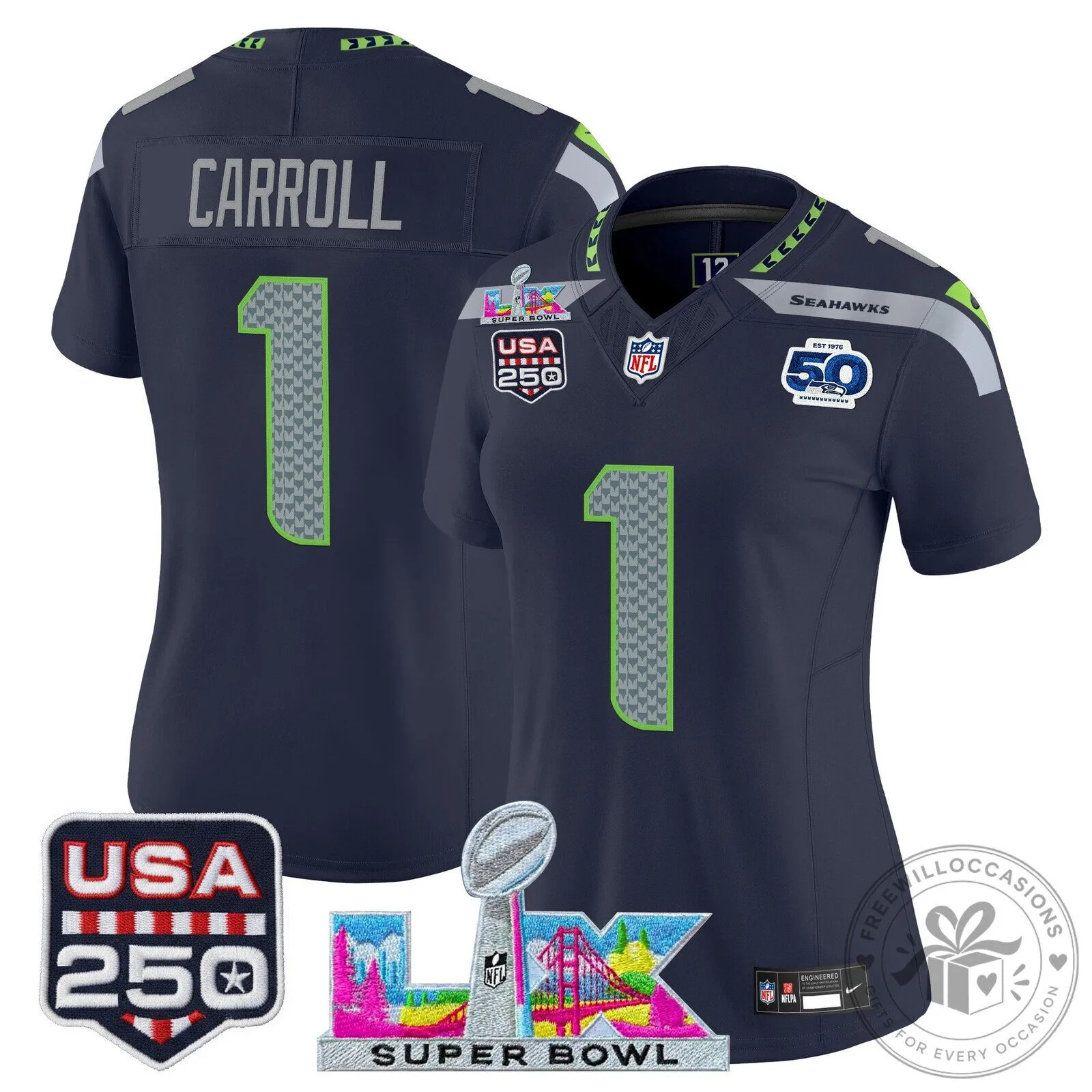 Super Bowl LX Seattle Seahawks Sam Darnold Women's Football Jersey 48 Super Bowl LX Seattle Seahawks Sam Darnold Women