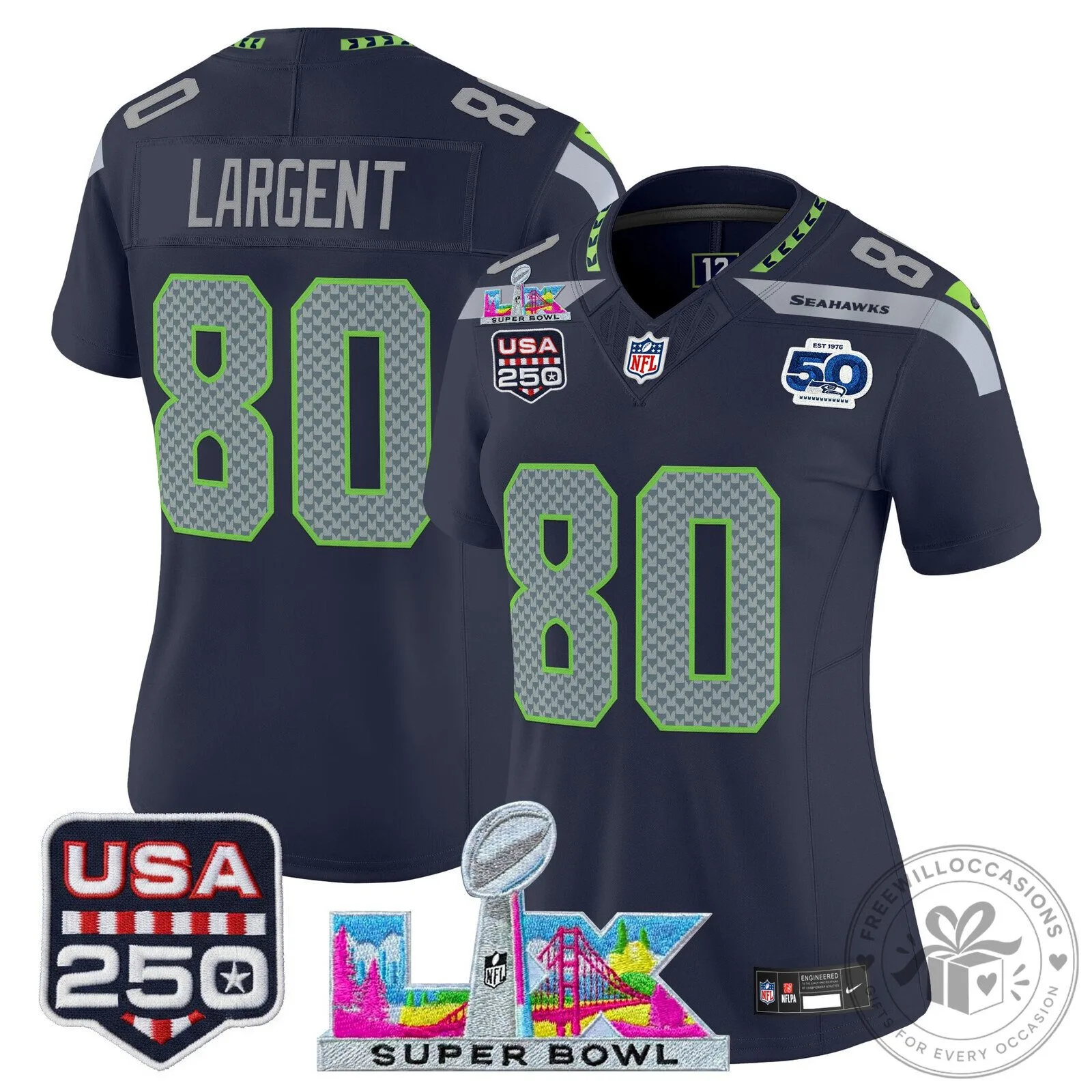Super Bowl LX Seattle Seahawks Sam Darnold Women's Football Jersey 51 Super Bowl LX Seattle Seahawks Sam Darnold Women