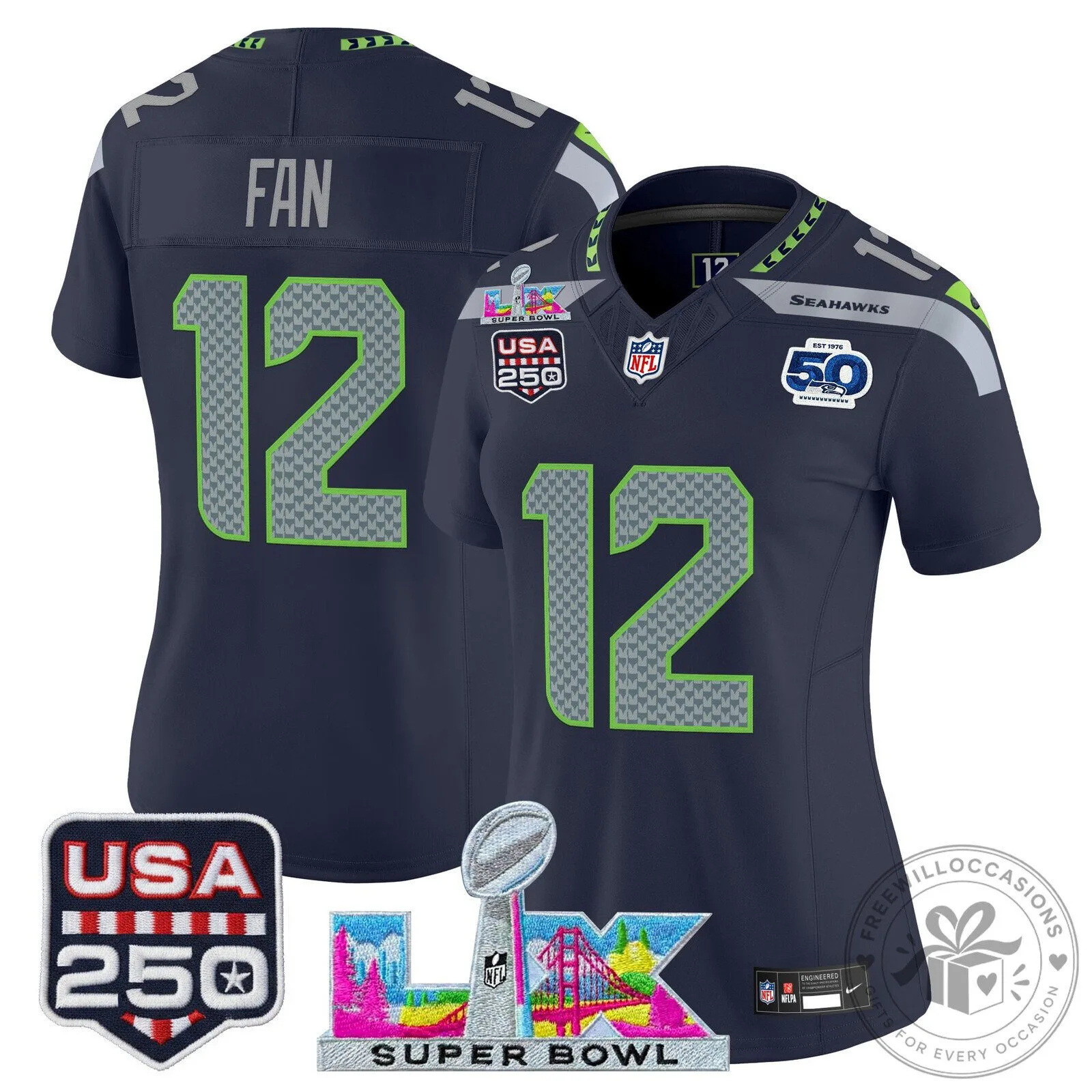 Super Bowl LX Seattle Seahawks Sam Darnold Women's Football Jersey 52 Super Bowl LX Seattle Seahawks Sam Darnold Women