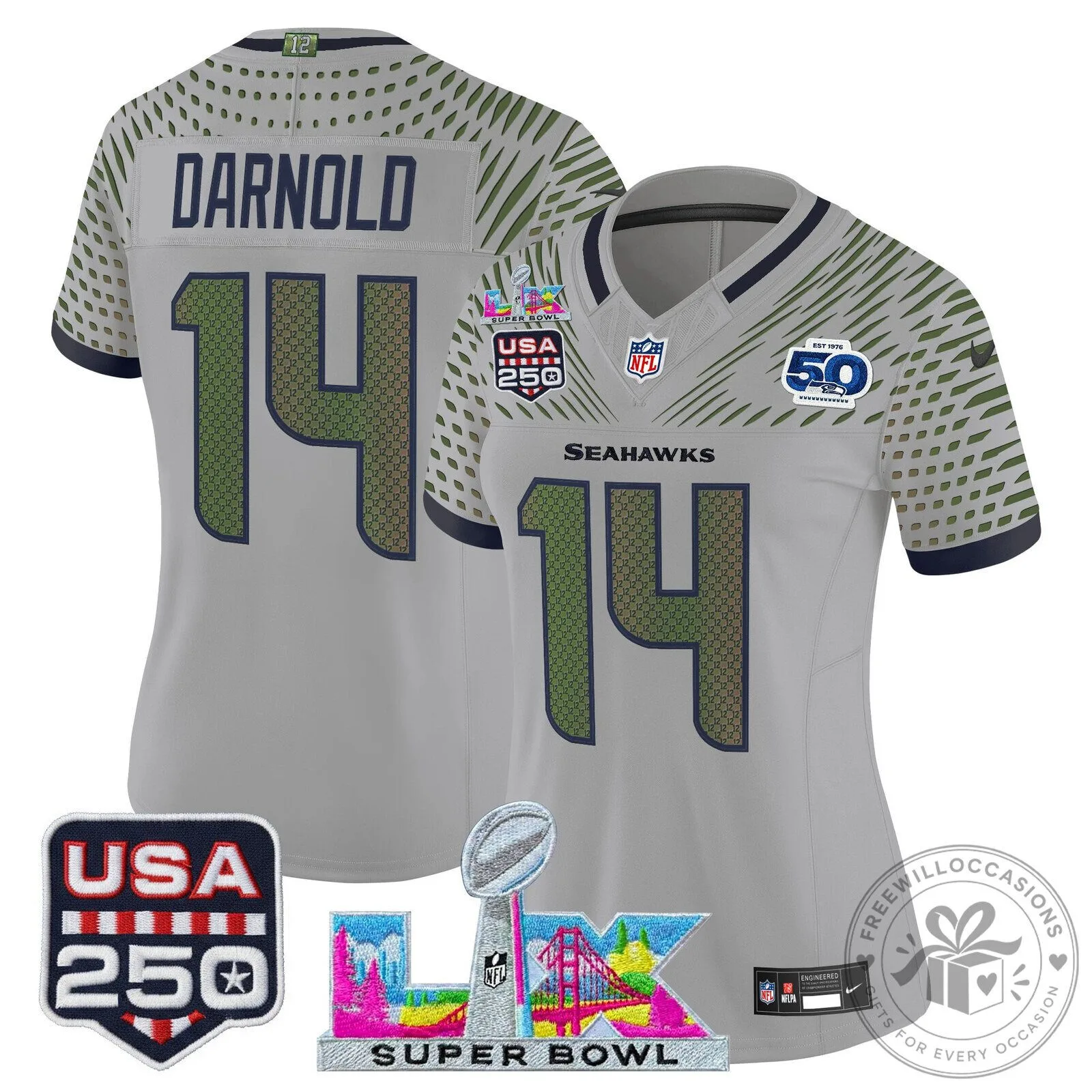 Super Bowl LX Seattle Seahawks Sam Darnold Women's Football Jersey 53 Super Bowl LX Seattle Seahawks Sam Darnold Women