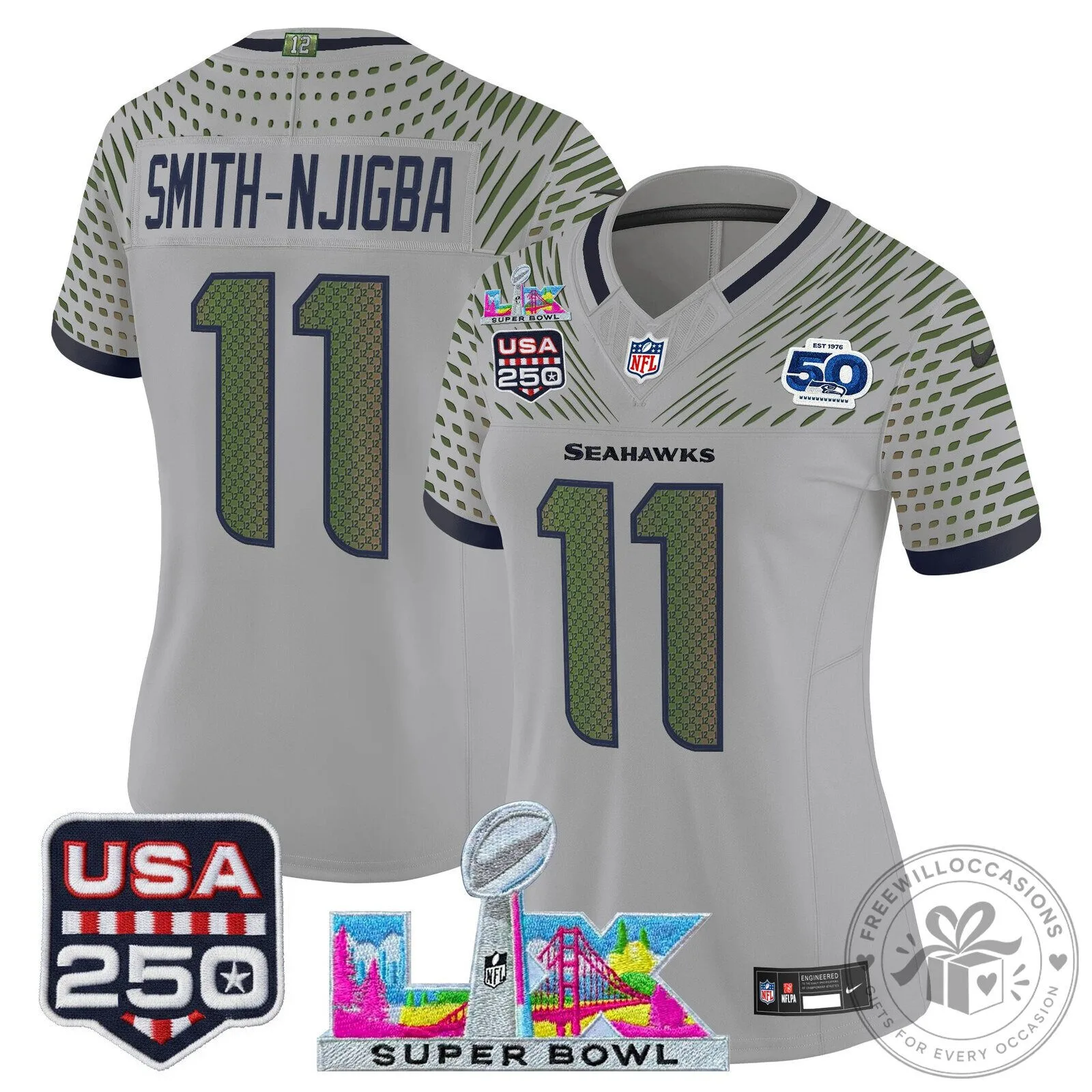 Super Bowl LX Seattle Seahawks Sam Darnold Women's Football Jersey 54 Super Bowl LX Seattle Seahawks Sam Darnold Women