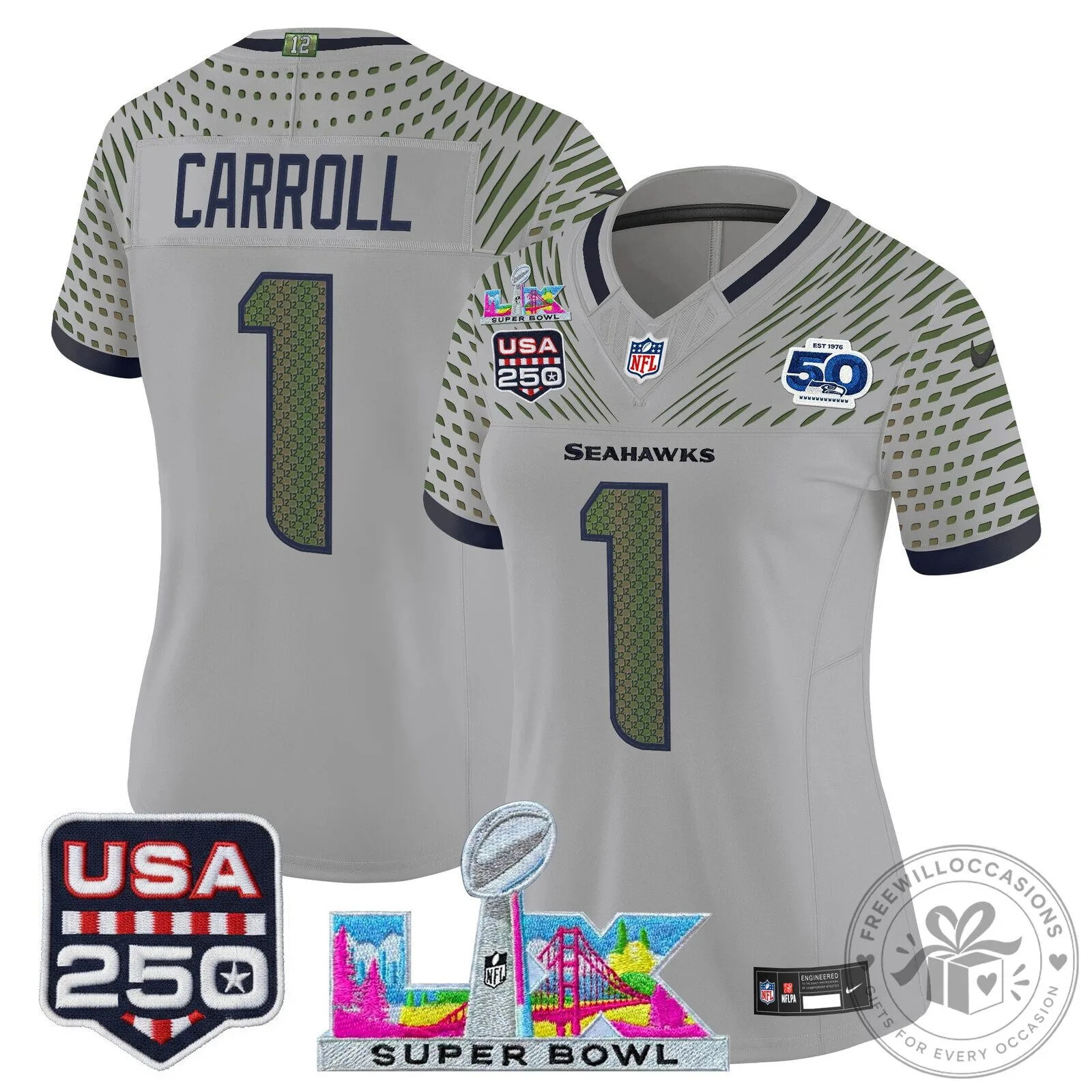 Super Bowl LX Seattle Seahawks Sam Darnold Women's Football Jersey 55 Super Bowl LX Seattle Seahawks Sam Darnold Women