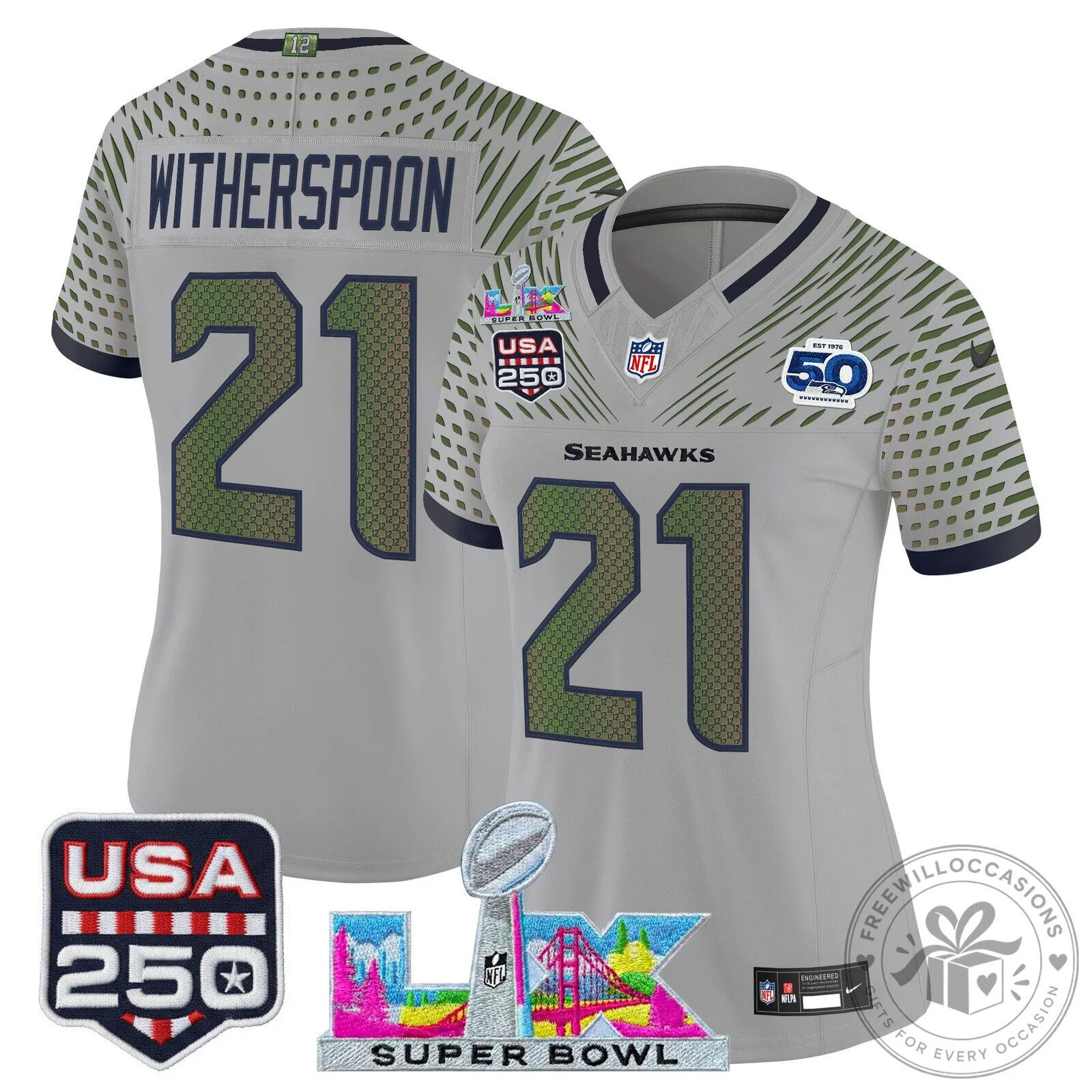 Super Bowl LX Seattle Seahawks Sam Darnold Women's Football Jersey 56 Super Bowl LX Seattle Seahawks Sam Darnold Women