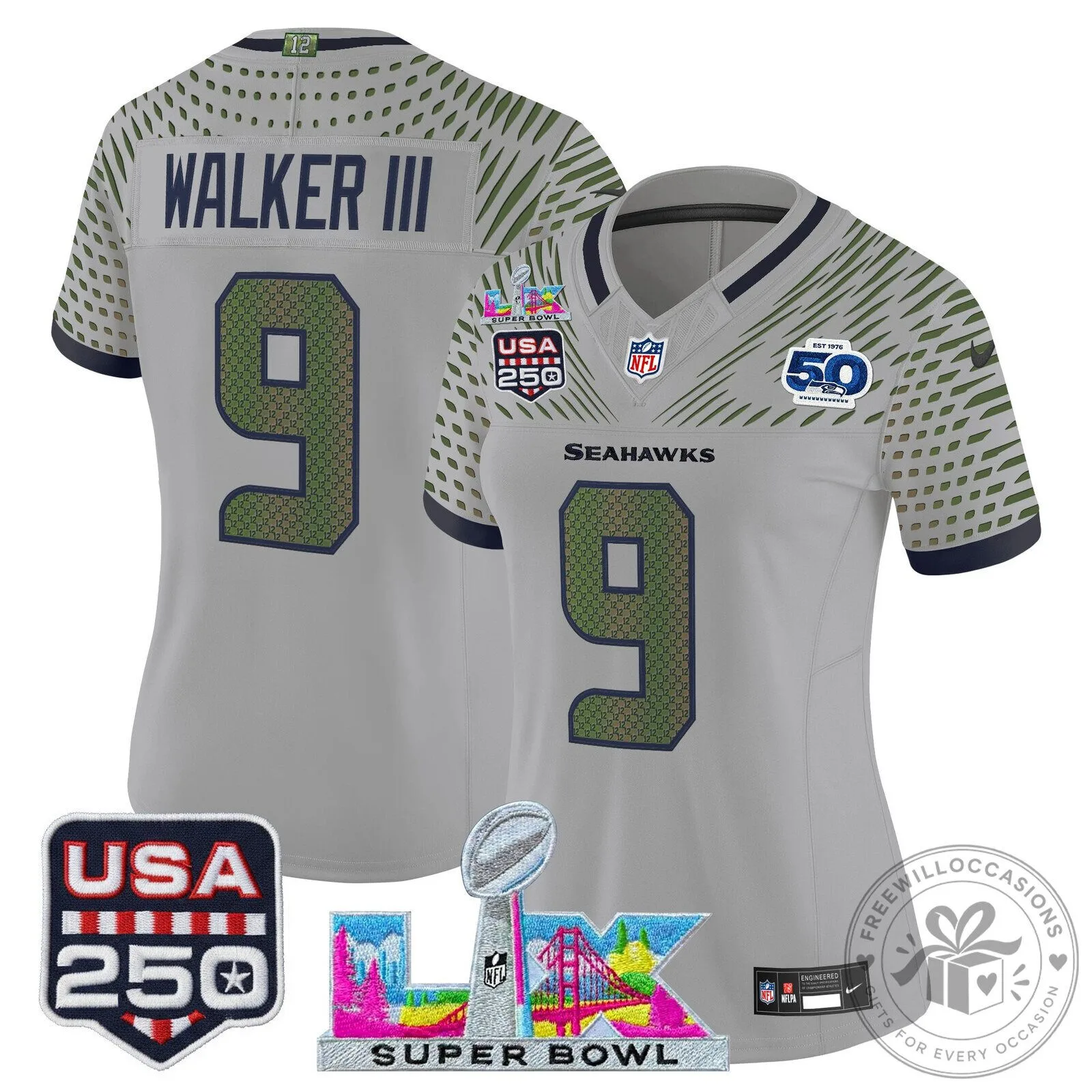 Super Bowl LX Seattle Seahawks Sam Darnold Women's Football Jersey 57 Super Bowl LX Seattle Seahawks Sam Darnold Women