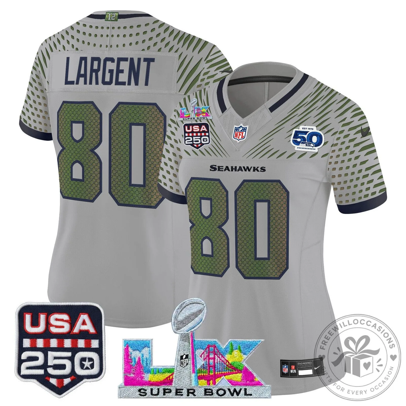 Super Bowl LX Seattle Seahawks Sam Darnold Women's Football Jersey 58 Super Bowl LX Seattle Seahawks Sam Darnold Women