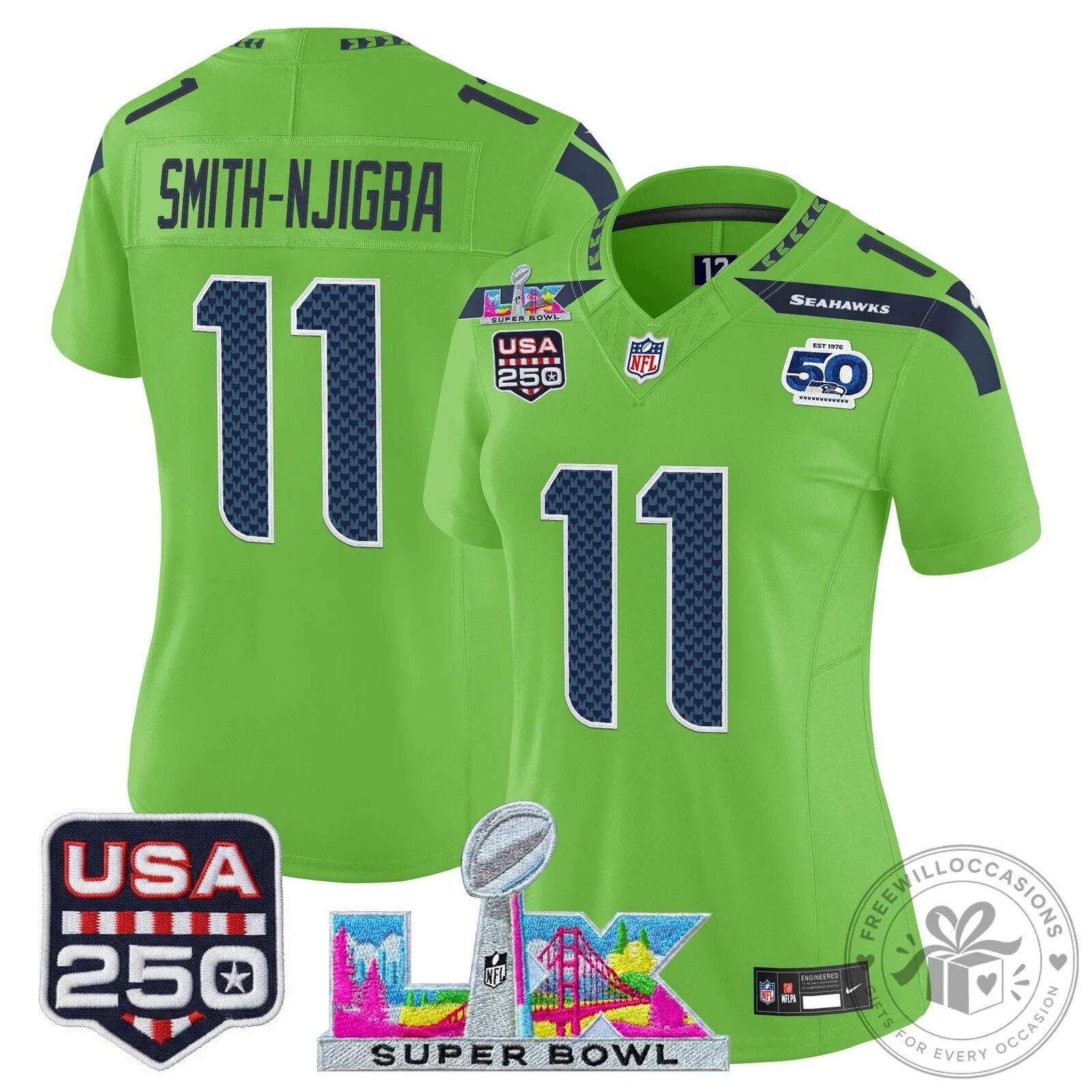 Super Bowl LX Seattle Seahawks Sam Darnold Women's Football Jersey 61 Super Bowl LX Seattle Seahawks Sam Darnold Women